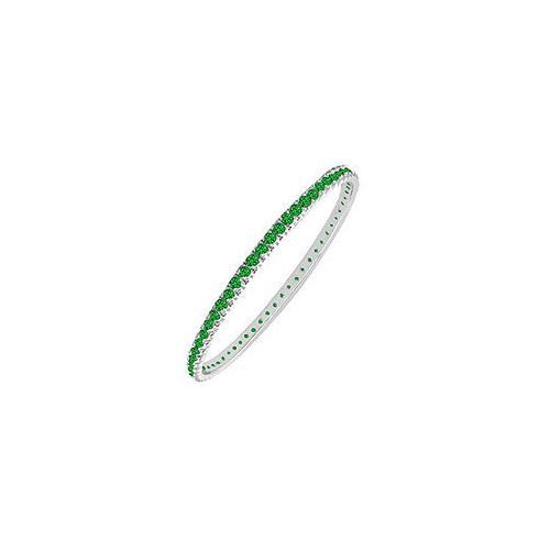 14K White Gold Emerald Eternity Bangle Bracelet - 3.00 CT TGW Genuine Emerald Gemstone Jewelry for Women, Perfect for Weddings, Anniversaries & Special Occasions