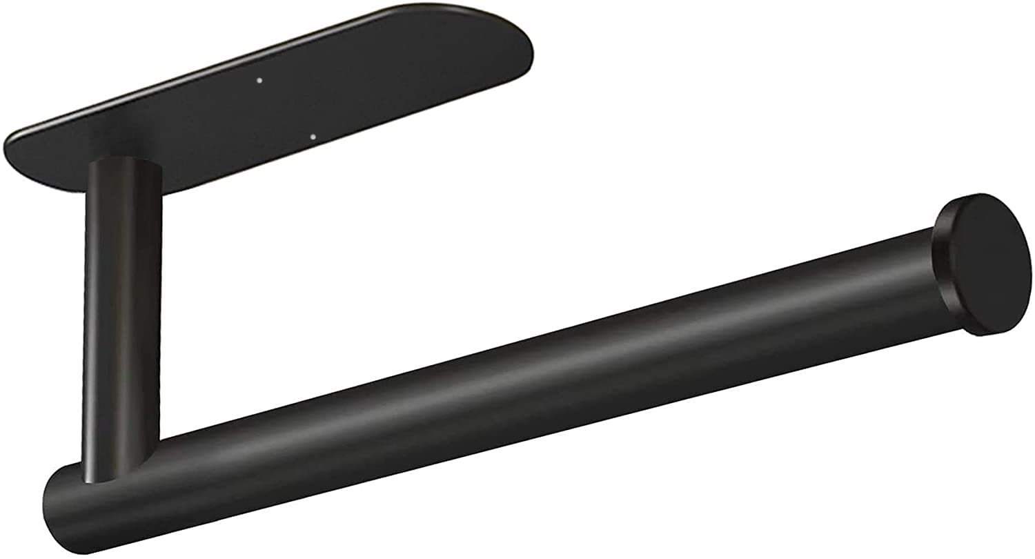 TOFIIGREM Under Cabinet Paper Towel Holder - Wall Mount Stainless Steel Kitchen Towel Roll Rack - Black 304 Stainless Steel - Perfect for Kitchen, Bathroom & Office Organization