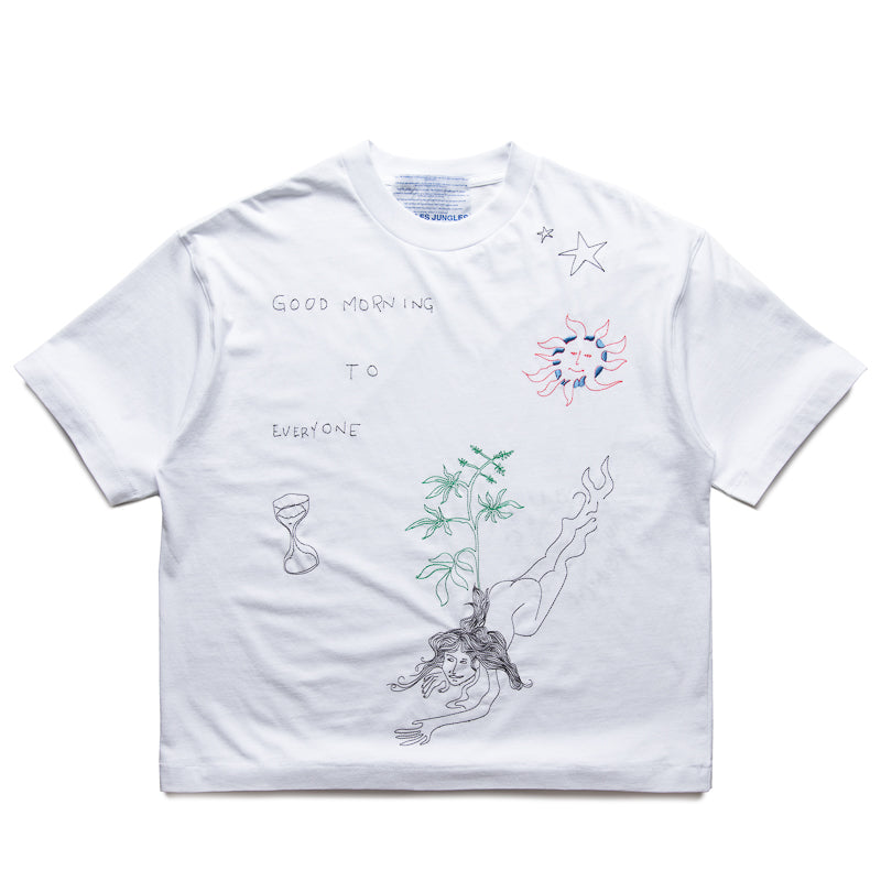 Jungles Good Morning T-Shirt for Men & Women - Soft Cotton Crewneck Tee - Casual Comfort Wear for Everyday, Gym & Travel - White