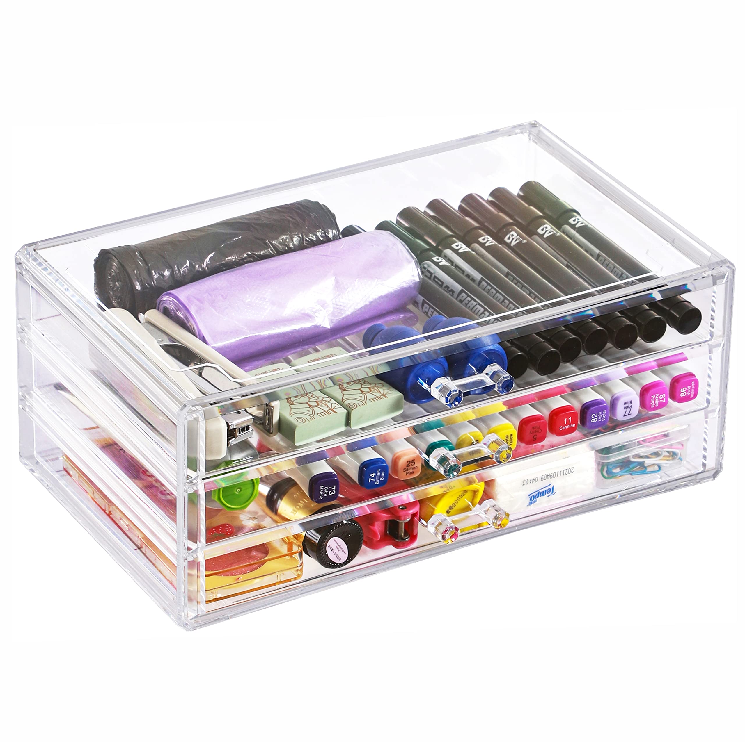 Clear Acrylic Stackable Drawers for Bathroom & Cosmetics Organizer - Jewelry, Makeup Storage
