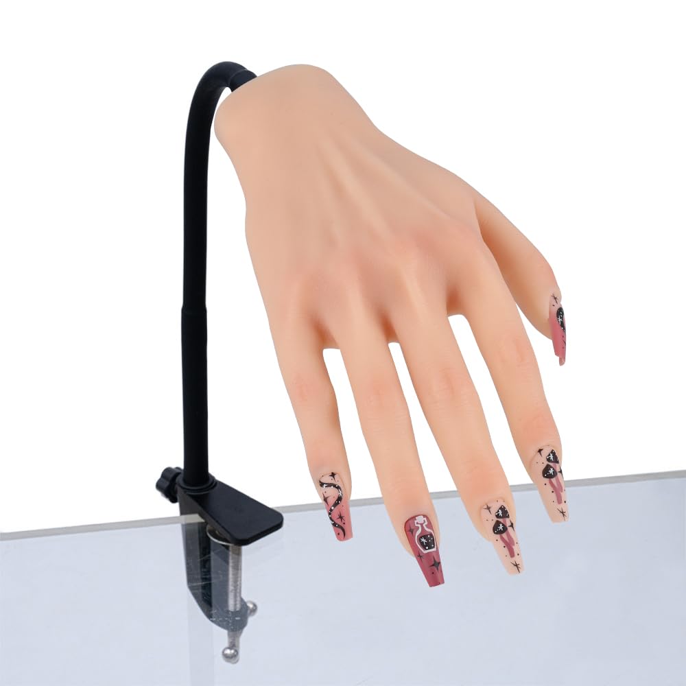 Professional Silicone Practice Hand for Acrylic Nails - Adjustable Mannequin Hand for Nail Art Training, Perfect for DIY Nail Beginners & Salon Artists | Ideal for Home Practice, Nail School & Professional Development