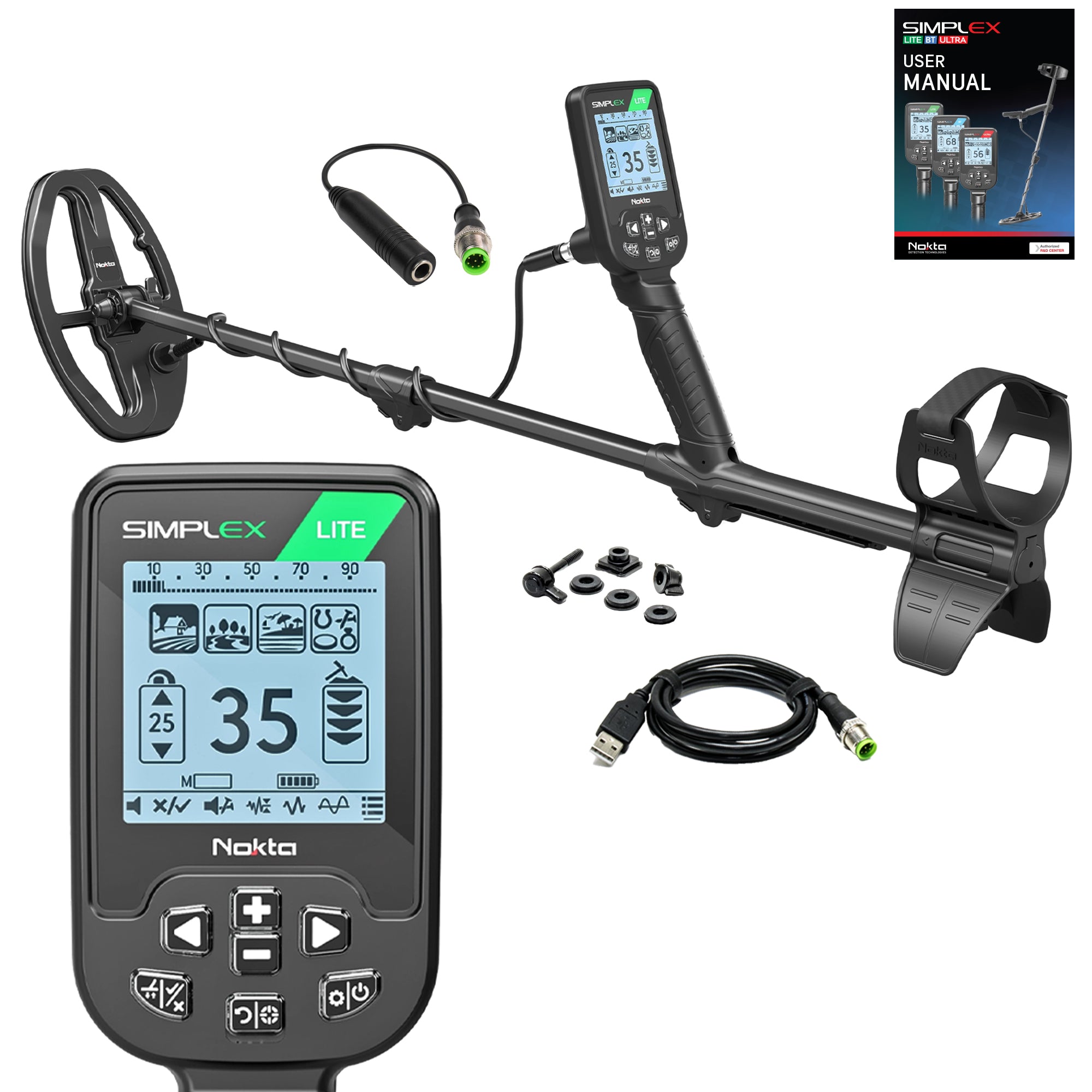 Nokta Simplex LITE Waterproof Metal Detector with 9.5 x 6 DD Coil - Open Box | Lightweight Metal Detecting for Beach, Park & Treasure Hunting
