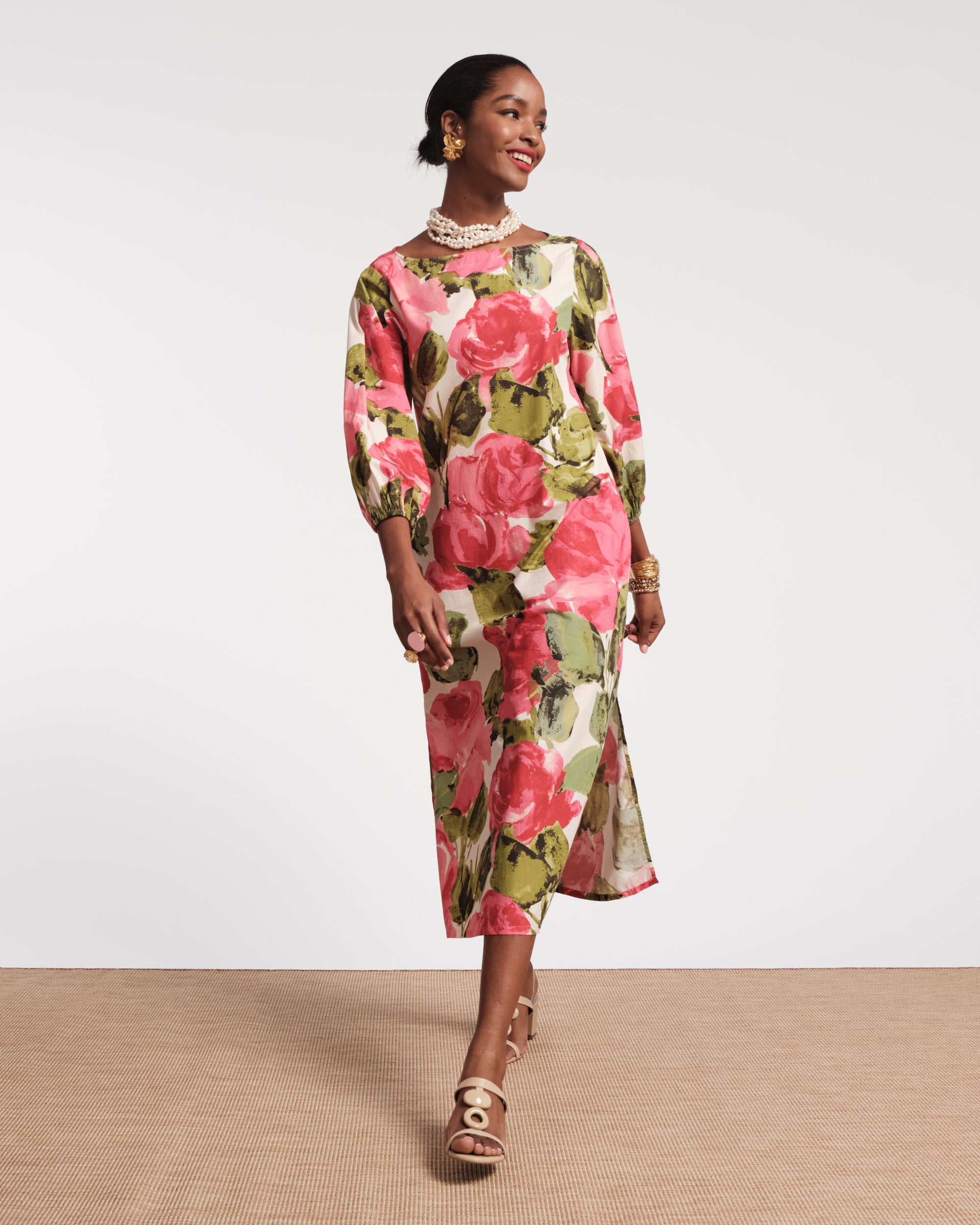 Minnow Maxi Dress with Pretty Peonies Print - Flowy Summer Beach Dress for Women | Perfect for Vacations, Weddings & Boho Outfits