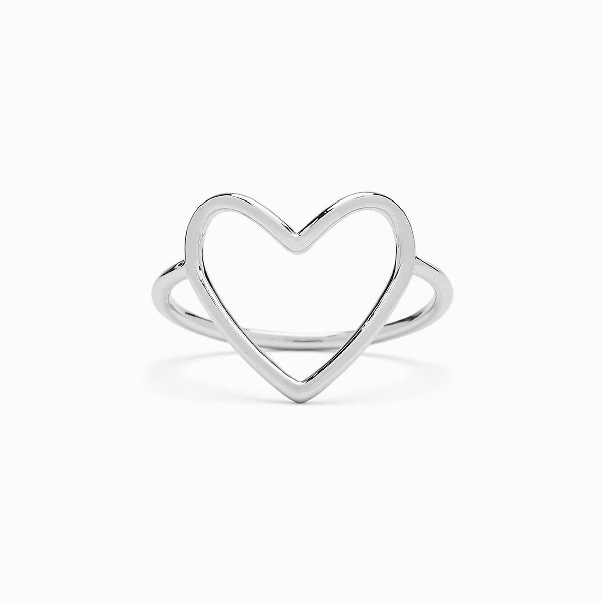 Big Heart Band Ring for Women - Sterling Silver Size 6 - Elegant Valentine's Gift, Anniversary Jewelry for Her - Perfect for Date Nights & Special Occasions