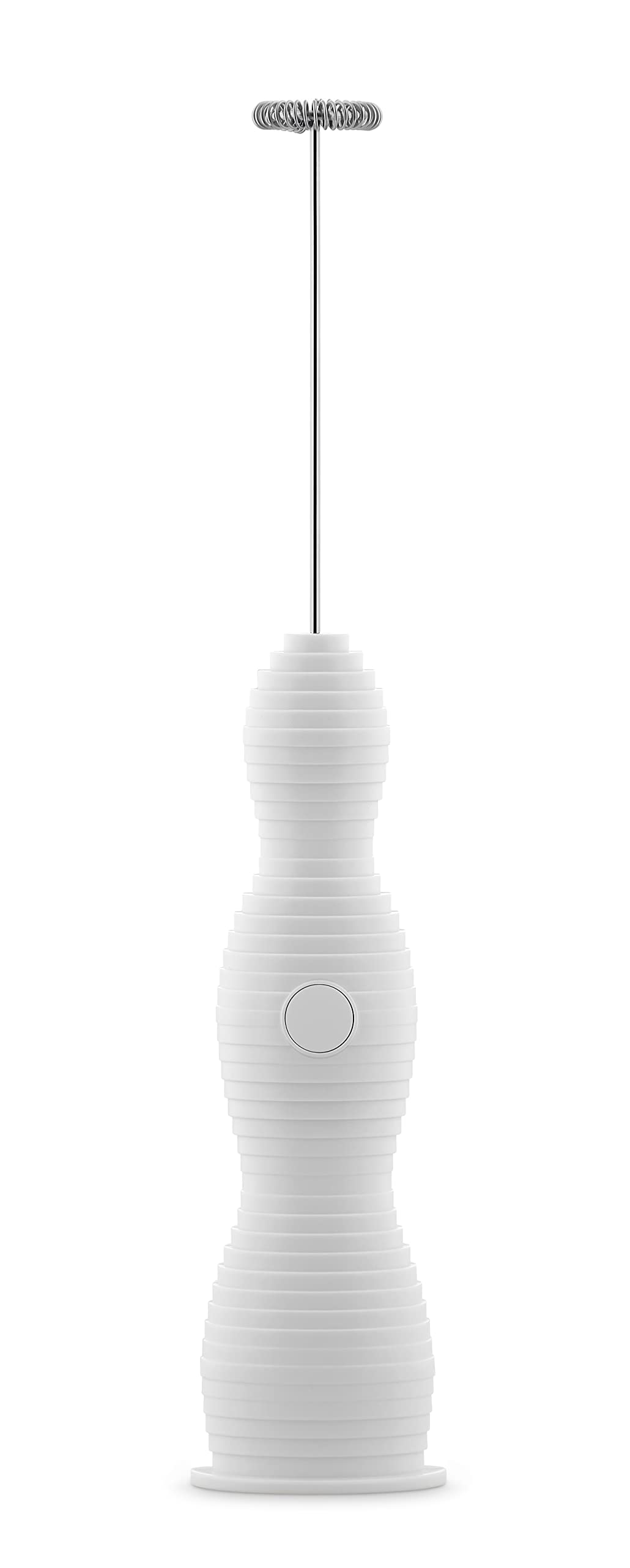 Alessi Pulcina Premium Milk Frother - Stainless Steel & Thermoplastic Resin - White Electric Milk Steamer for Coffee & Latte Art - Perfect for Home Baristas & Coffee Lovers