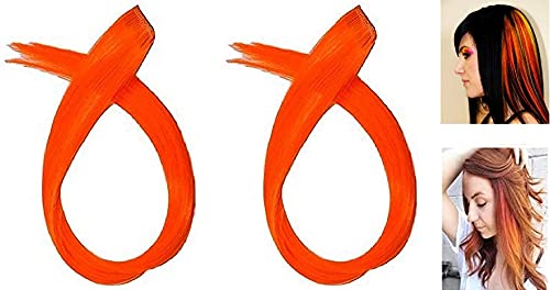 Ekan Set of 2 Colorful Synthetic Hair Clip-in Highlights for Women & Girls - Vibrant Streak Extensions for Parties, Cosplay & Daily Styling (Style M1)