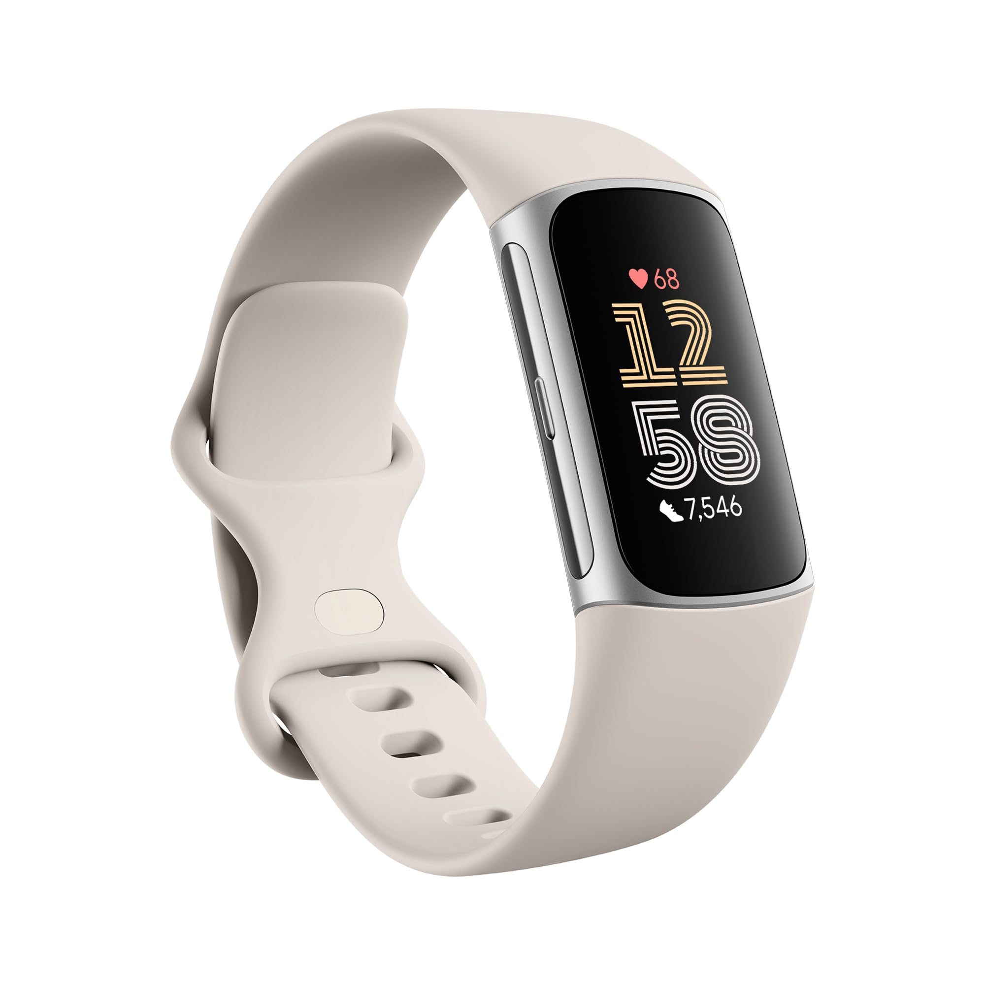 Fitbit Charge 6 Fitness & Health Smartwatch with GPS, Heart Rate Monitor, Google Apps - Includes 6-Month Premium Membership & S/L Bands (Porcelain/Silver) - Perfect for Workouts, Running, Swimming & Daily Activity Tracking