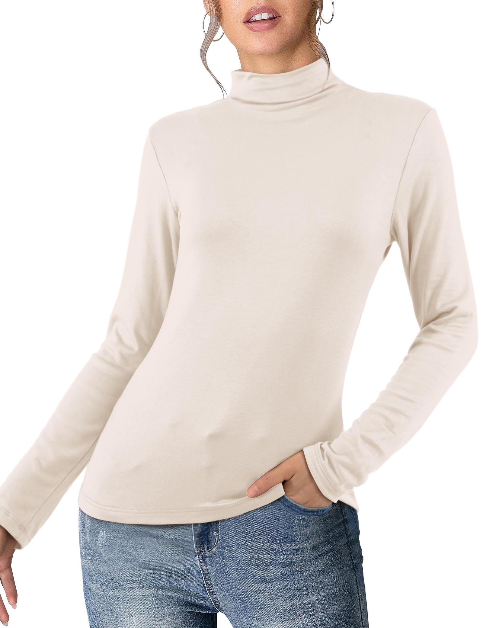 Beluring Women's Thermal Tops - Long Sleeve Turtleneck Base Layer Shirts, Stretchy Warm Underwear for Winter, Yoga & Outdoor Activities