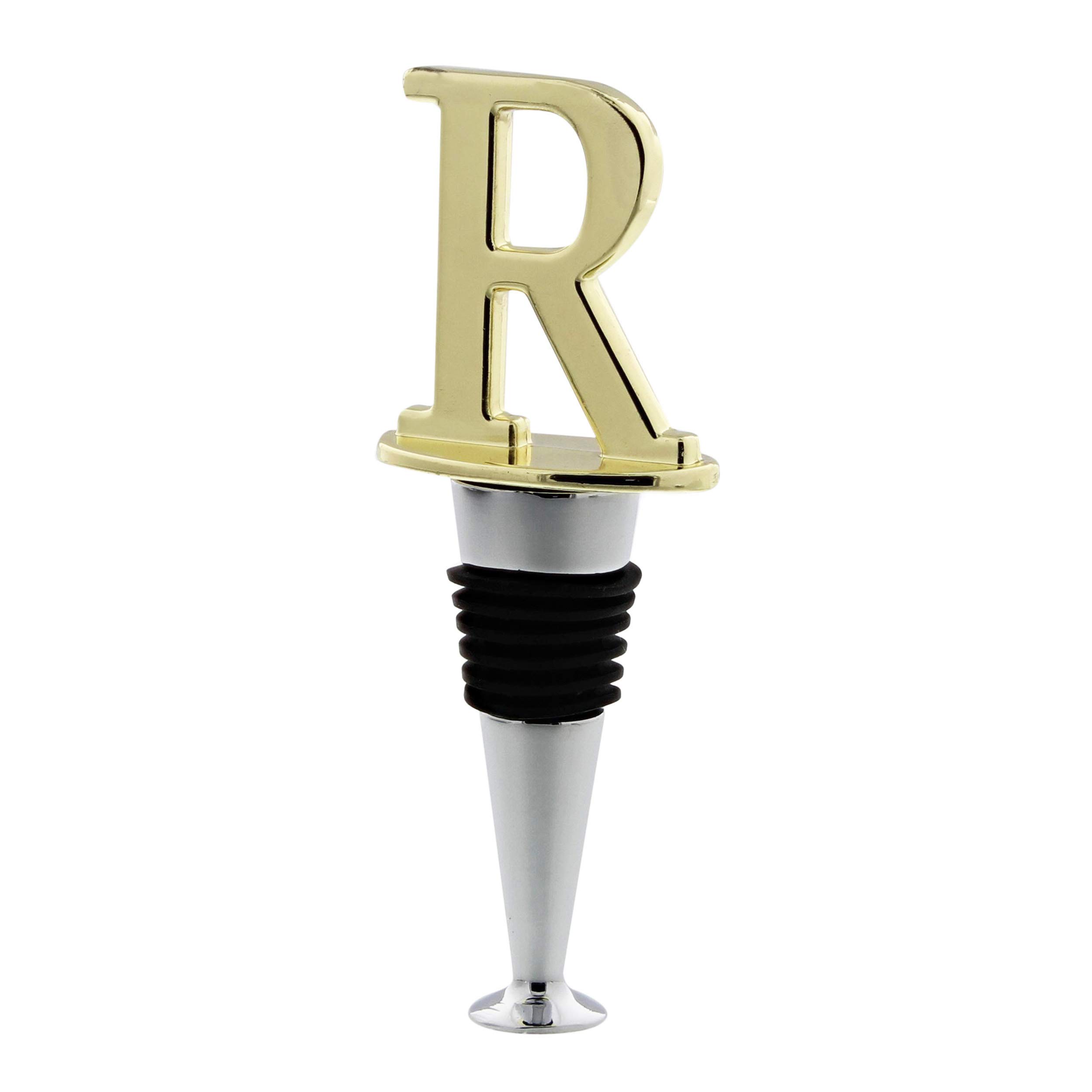 Personalized Brass Wine Stopper with Monogram Letter 