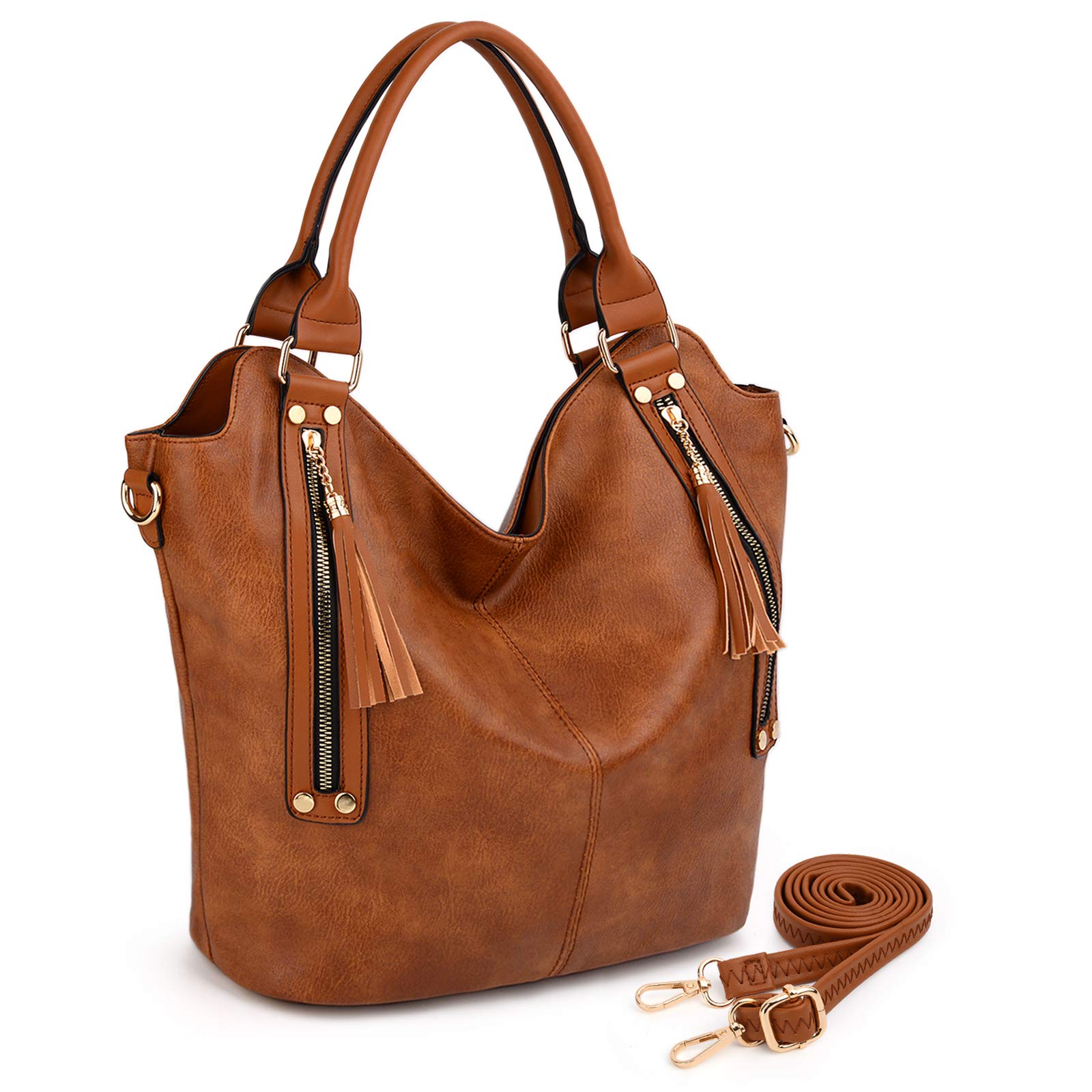 UTO Women's Boho PU Leather Tote Bag - Large Shoulder Bag for Work & Travel
