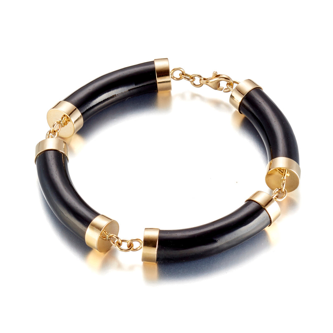 Black Nephrite Jade 4 Section Bracelet for Women - Natural Stone Healing Jewelry for Meditation, Yoga & Spiritual Protection