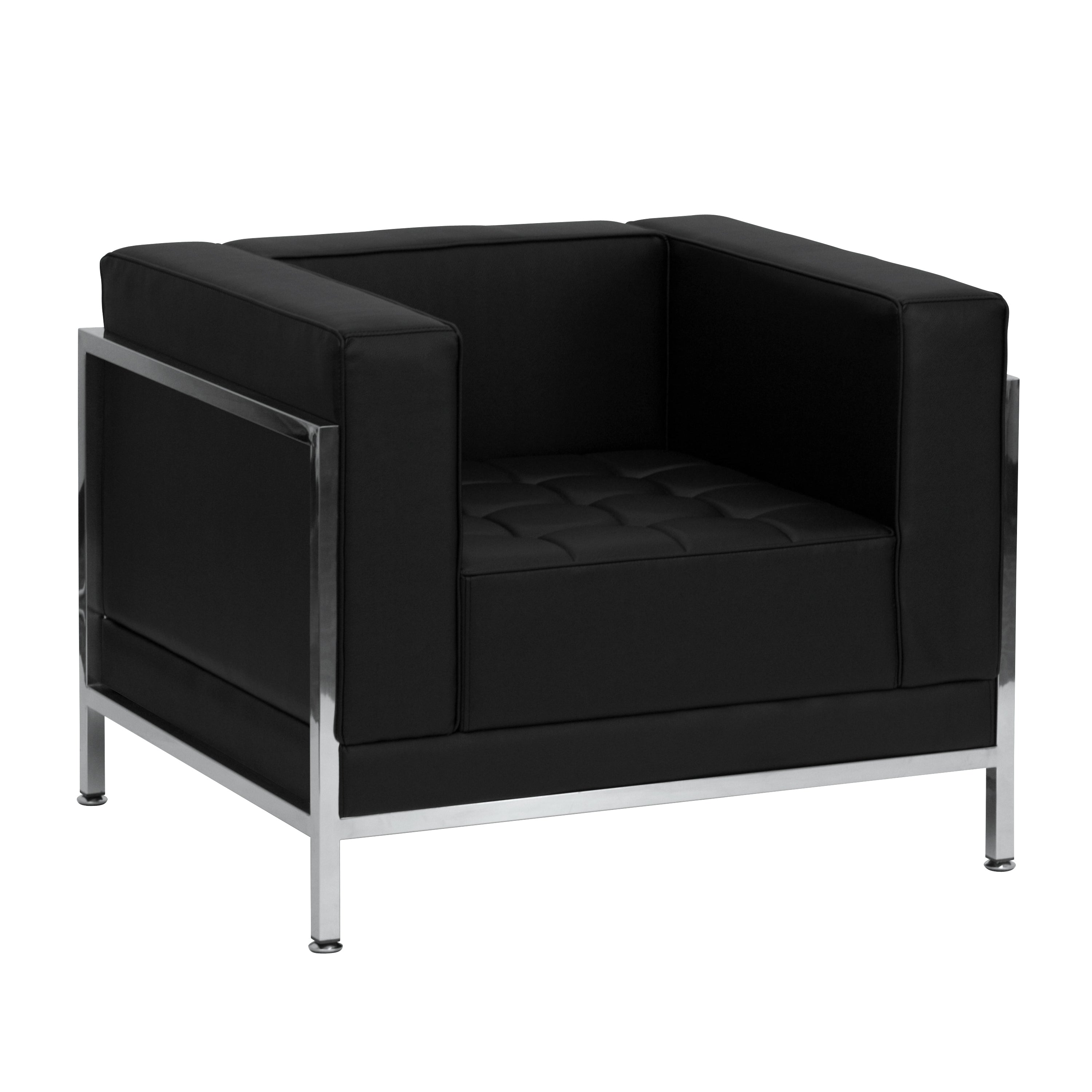 FLASH HERCULES Modern Black LeatherSoft Chair with Sturdy Frame - Contemporary Office & Living Room Seating for Home & Workspace