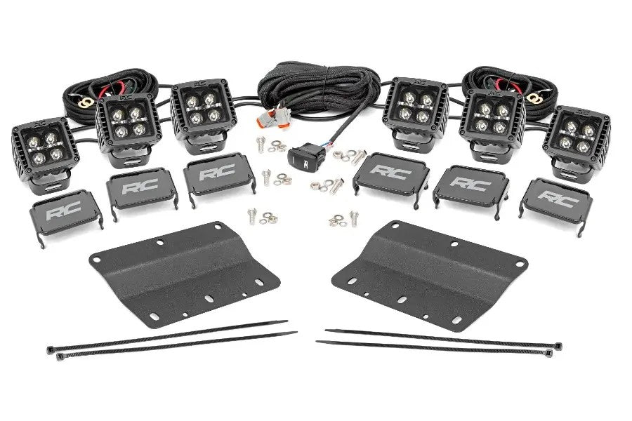 Ford Bronco Rough Country Triple 2in Cube Fog Light Mount Kit with Amber DRL - Off-Road Lighting Upgrade for Adventure & Night Driving