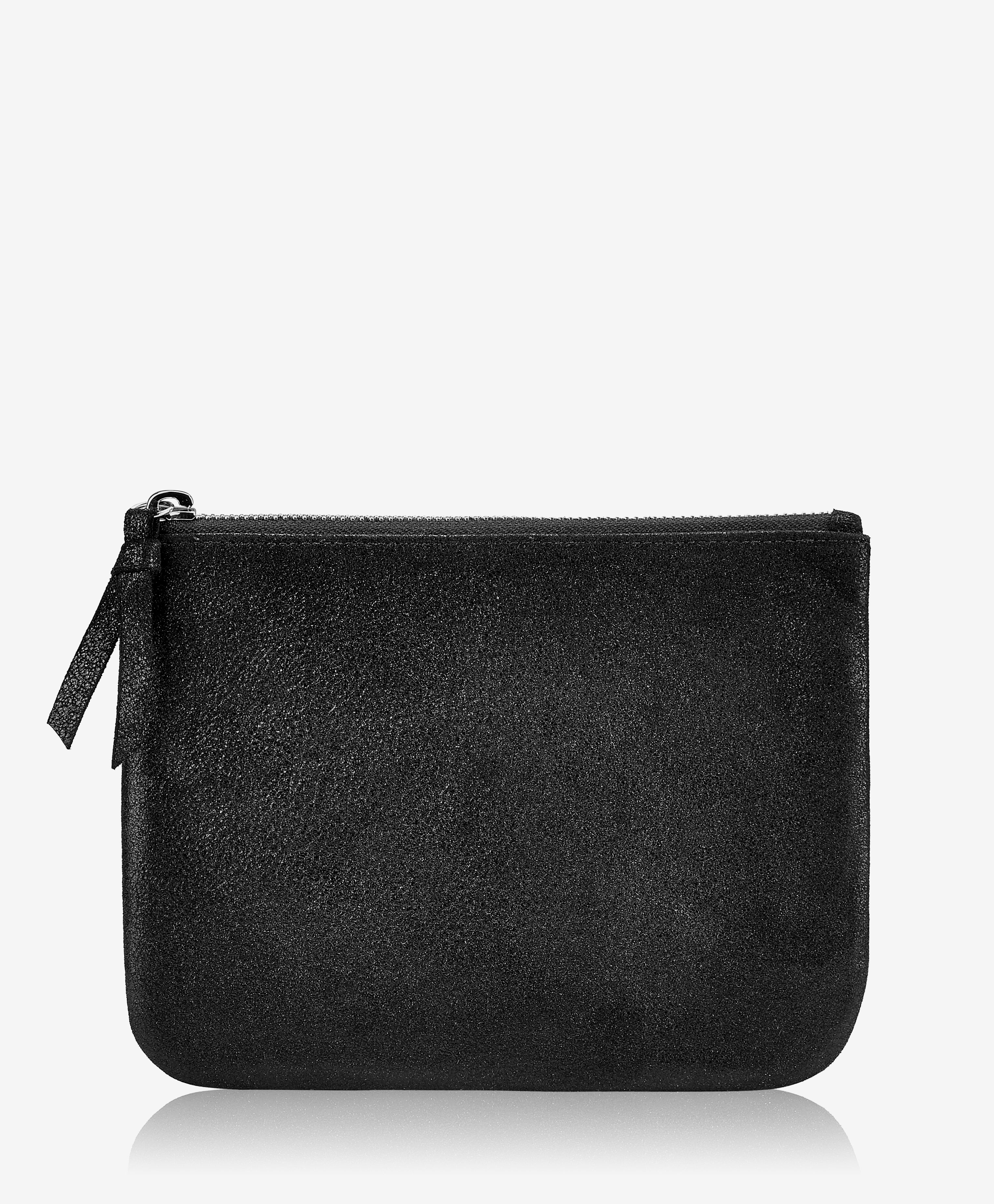 Premium Medium Pouch - Black Metallic Goatskin Leather Crossbody Bag for Women | Fashionable Everyday Purse for Work, Travel & Evening Out