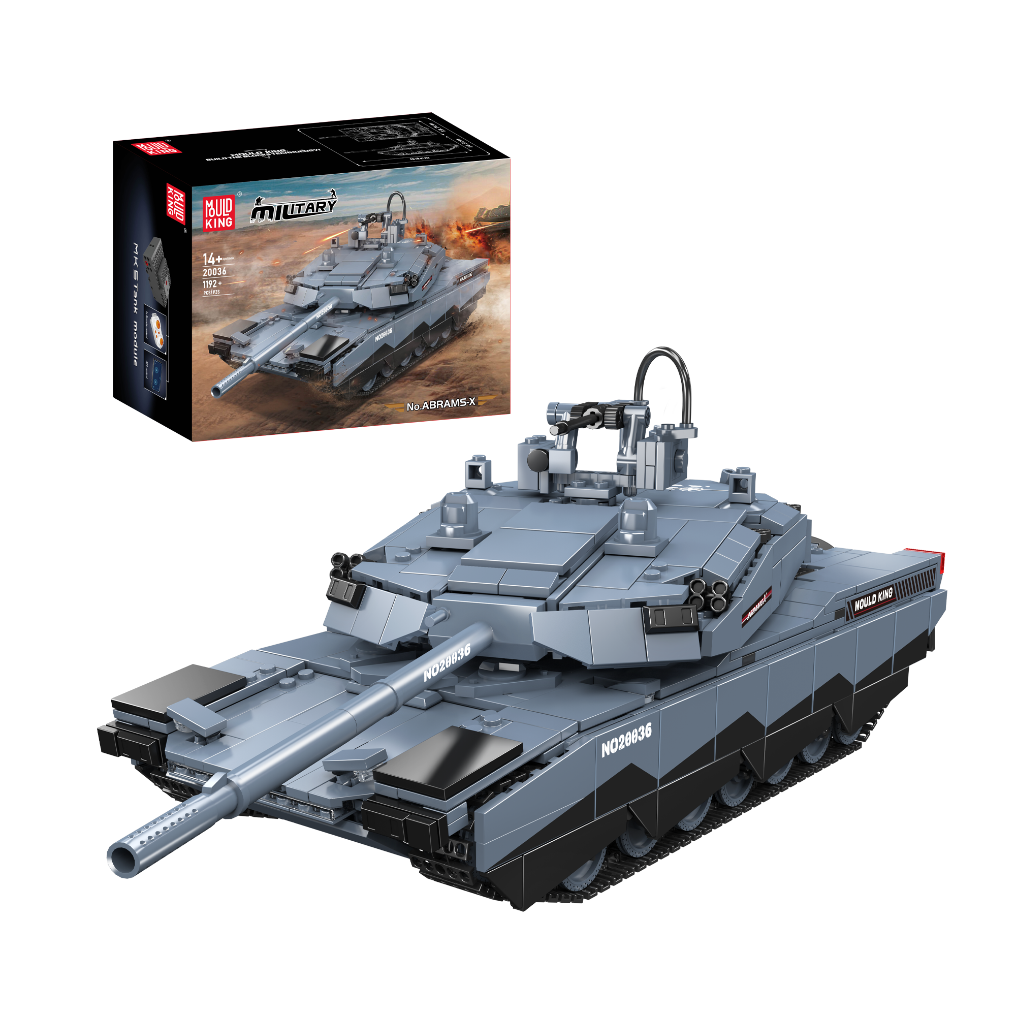 Mould King 20036 Abrams X Tank Model Building Set - 1,192 Piece Military Vehicle Toy for Adults & Teens | Perfect for Collectors, Display & STEM Learning Activities