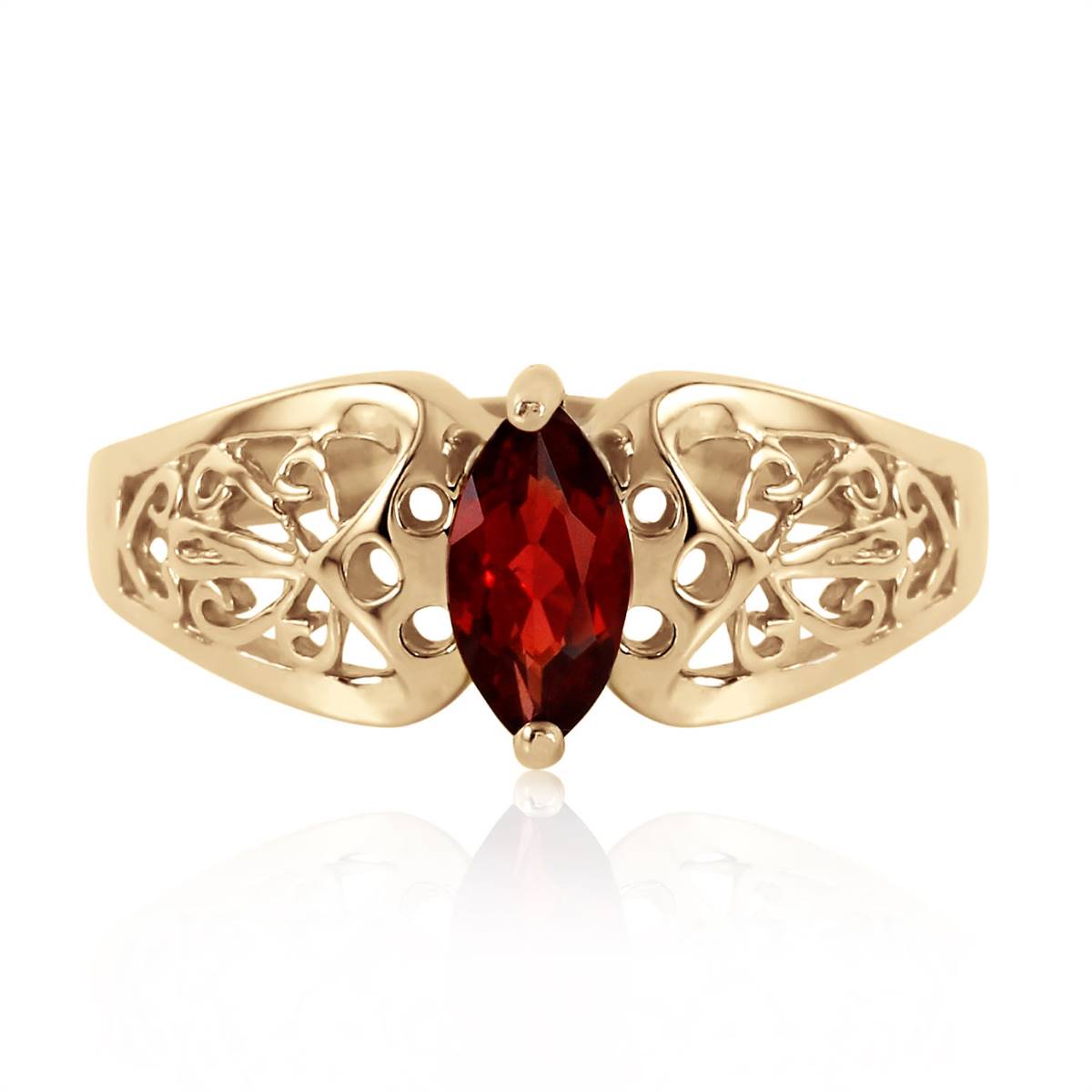 0.2 Carat 14K Solid Yellow Gold Lily Garnet Ring - Elegant Birthstone Jewelry for Women, Perfect Gift for Anniversary, Valentine's Day & Special Occasions