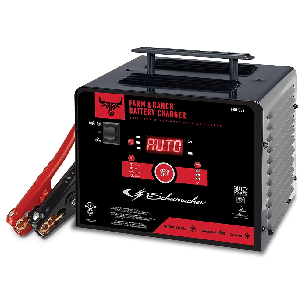 Schumacher FR01335 150/200 Amp 6V/12V Battery Charger - Engine Starter, Boost Maintainer & Auto Desulfator for Cars, Trucks, SUVs, RVs, Farm Equipment - Perfect for Winter Jump Starts & Long-Term Vehicle Storage