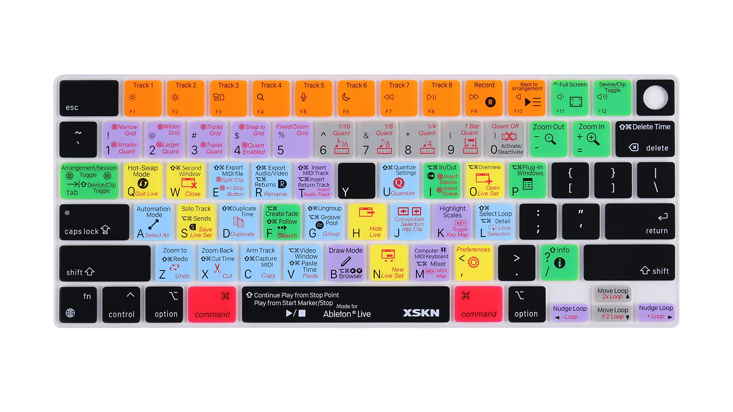 Ableton Live Shortcut Silicone Keyboard Cover for MacBook Pro 14 (2021) - US Layout | K-399 | Perfect for Music Production & Live Performance