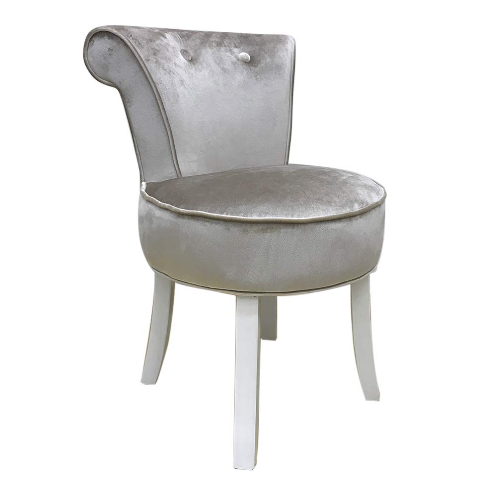ZYIFAN Velvet Vanity Bench with High Back - Padded Makeup Stool & Baroque Dressing Chair, Solid Wood Legs Cushioned Stool for Bedroom, Boudoir & Dressing Room