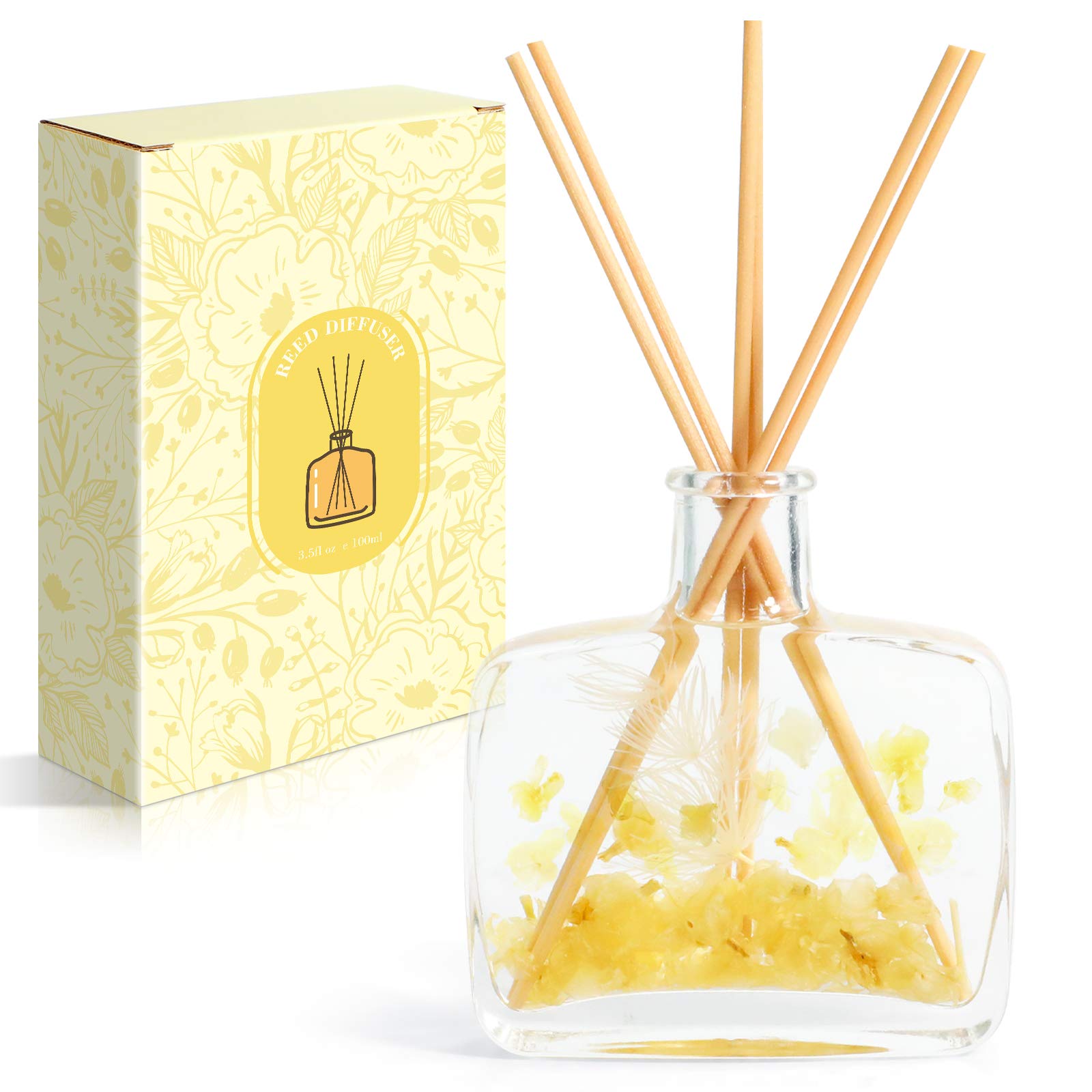Premium Jasmine & Mint Reed Diffuser Set - 100ml / 3.4oz Aromatherapy Oil with 6 Natural Rattan Reeds | Relaxing Home Fragrance for Living Room, Bedroom & Office | Perfect Birthday Gift for Women & Housewarming Present