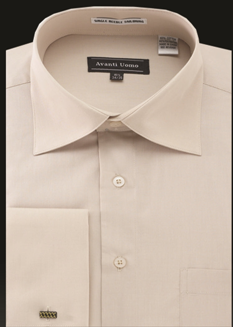 Avanti Uomo Premium French Cuff Dress Shirt for Men - Formal Business Shirt DN32M in Beige | Perfect for Weddings, Office & Special Occasions