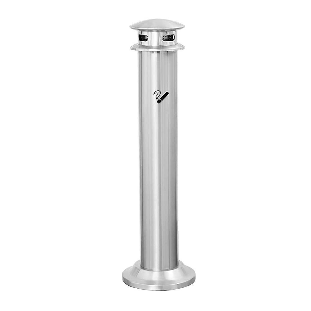QLIGHA Stainless Steel Vertical Ashtray - Outdoor Cigarette Butt Collector for Hotels, Parks, Malls & Airports | Durable & Rustproof Smoking Receptacle for Public Spaces