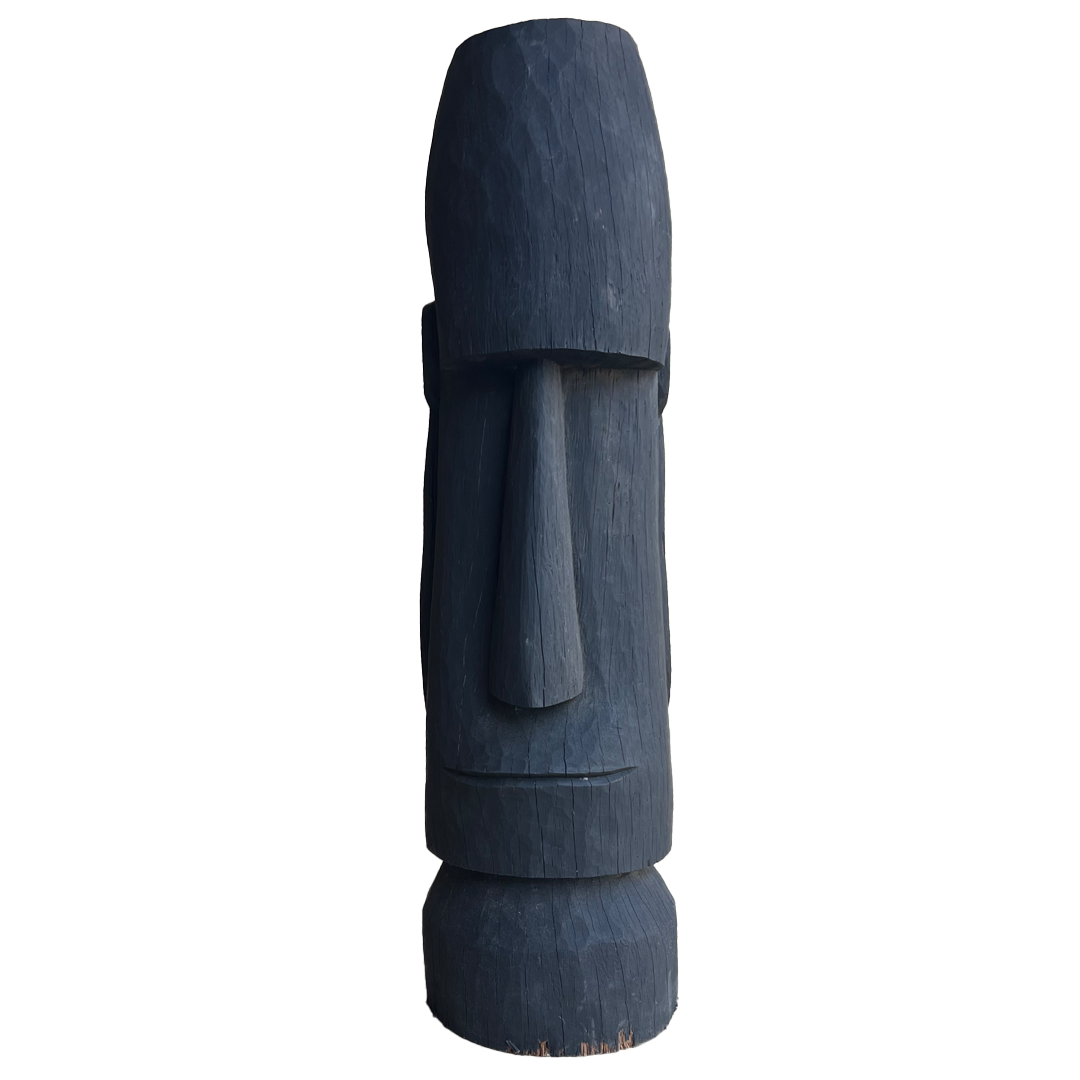 Hand Carved 40 Inch Tiki Statue #3 - Authentic Polynesian Wooden Sculpture for Home Decor, Bar, or Outdoor Tiki Party (Pick Up Only)