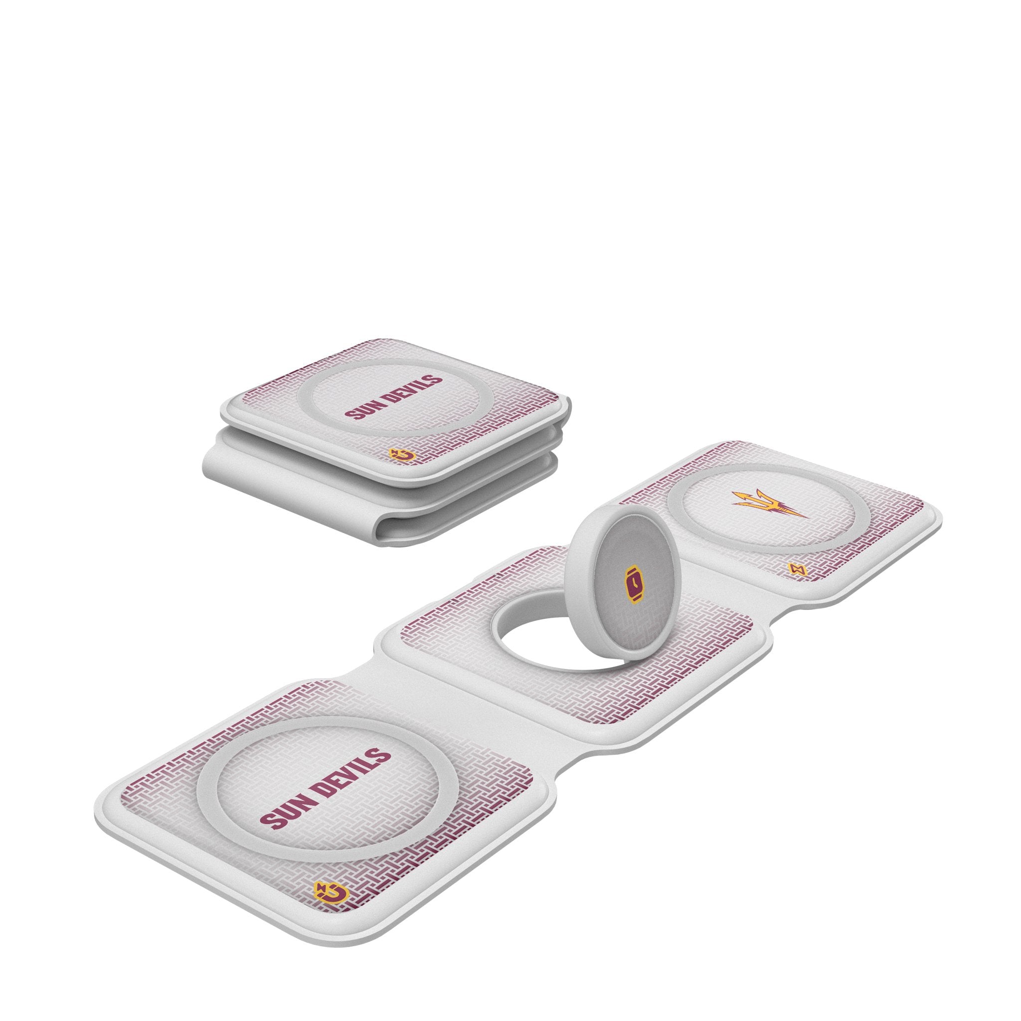 Arizona State University Sun Devils Linen Foldable 3-in-1 Charger - Portable Phone Charger for iPhone, Android & AirPods - Perfect for Travel, Office & College Dorm Essentials