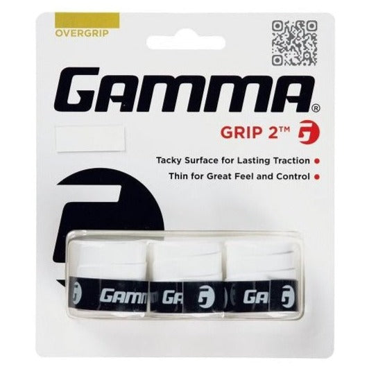 Gamma Grip 2 Overgrip 3-Pack (White) | Tennis & Badminton Racket Grip | Non-Slip Sweat Absorption for Enhanced Performance