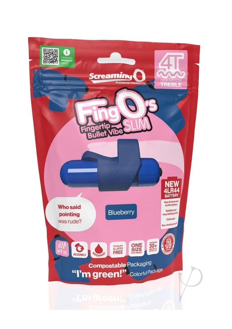 4T FingO Slim Finger Vibrator - Rechargeable & Waterproof Adult Toy for Women, Blueberry - Perfect for Solo Play & Couples Foreplay