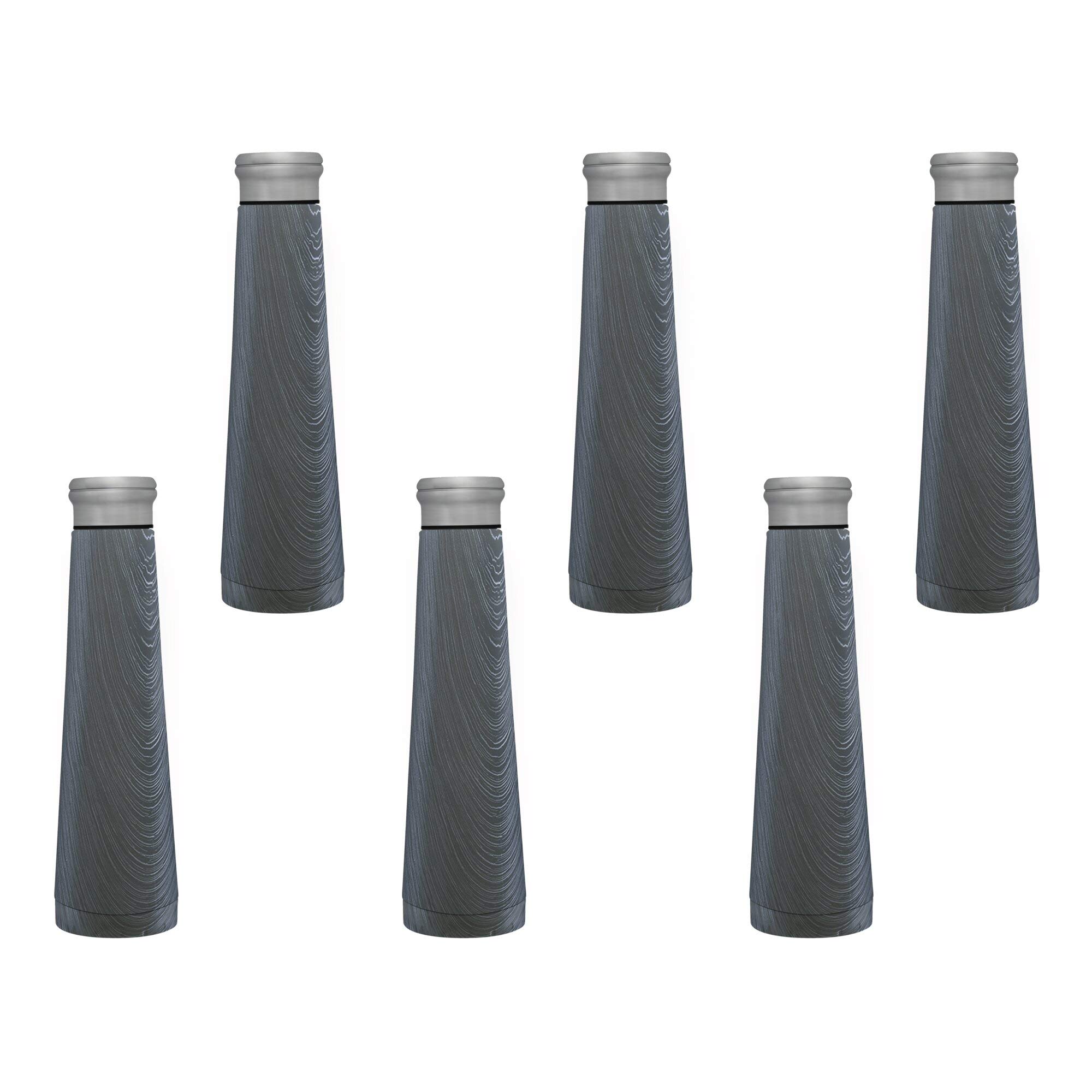 6-Pack 16 oz Vacuum Insulated Stainless Steel Water Bottles - BPA Free, Double Wall Thermal Design, Rustic Grey - Perfect for Hiking, Gym, Office & Outdoor Activities