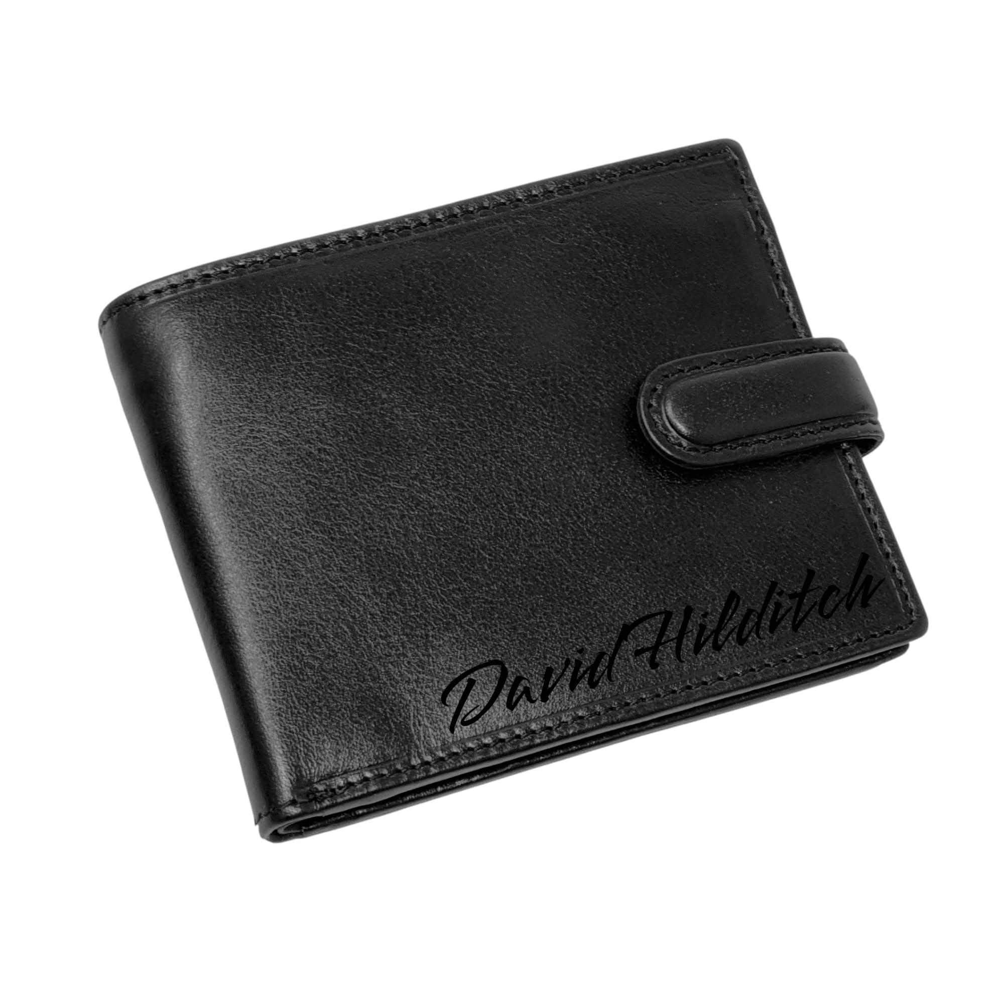 Personalized RFID Blocking Wallet for Men - Custom Name & Initial Engraved Leather Wallet - Gift for Dad, Boyfriend, or Husband - Elegant Gift Box Included (Black #4003) - Perfect for Travel, Business & Everyday Use