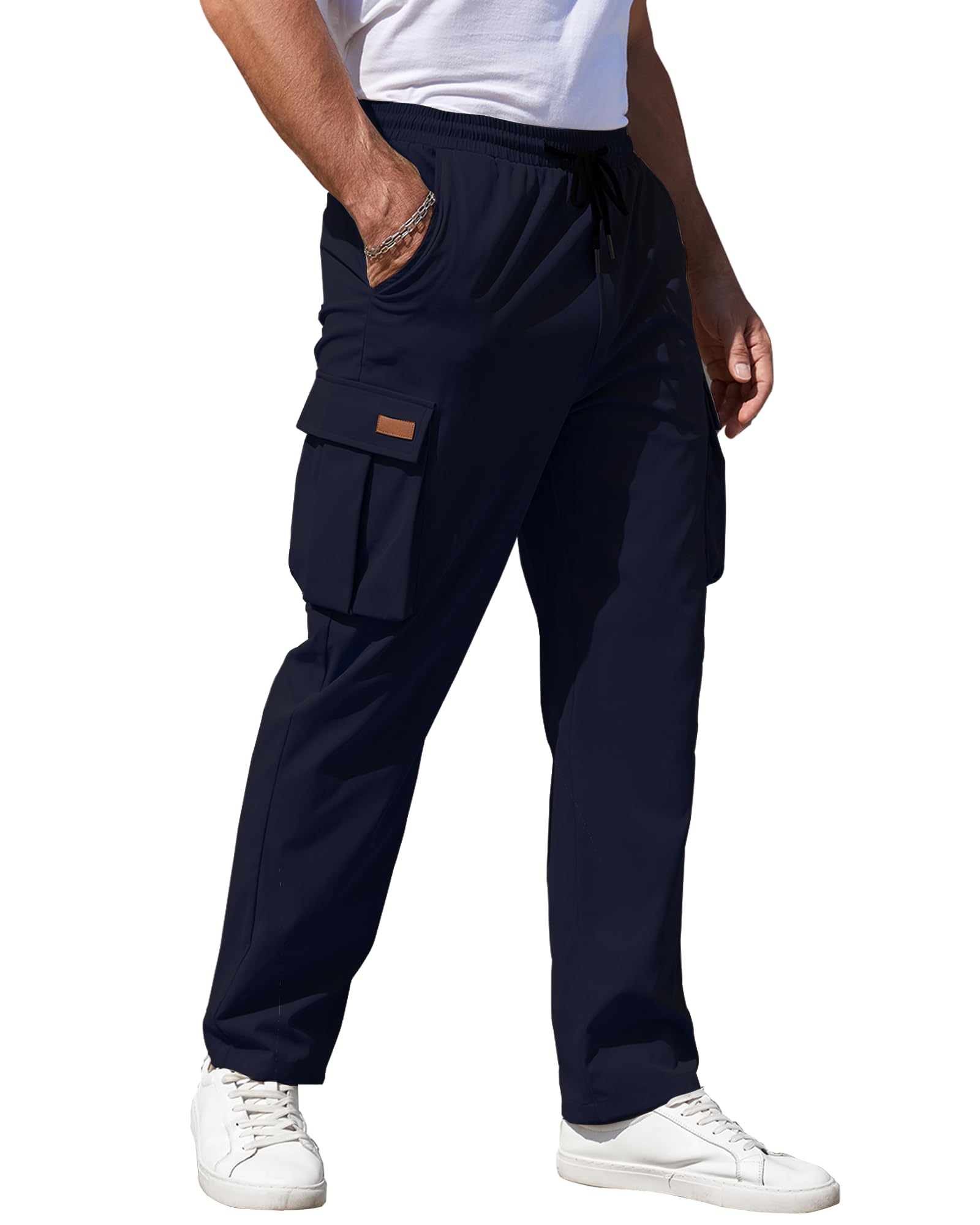 Men's Cargo Jogger Pants - Stretch Relaxed Fit Drawstring Sweatpants with Pockets | Outdoor Work, Hiking & Casual Wear
