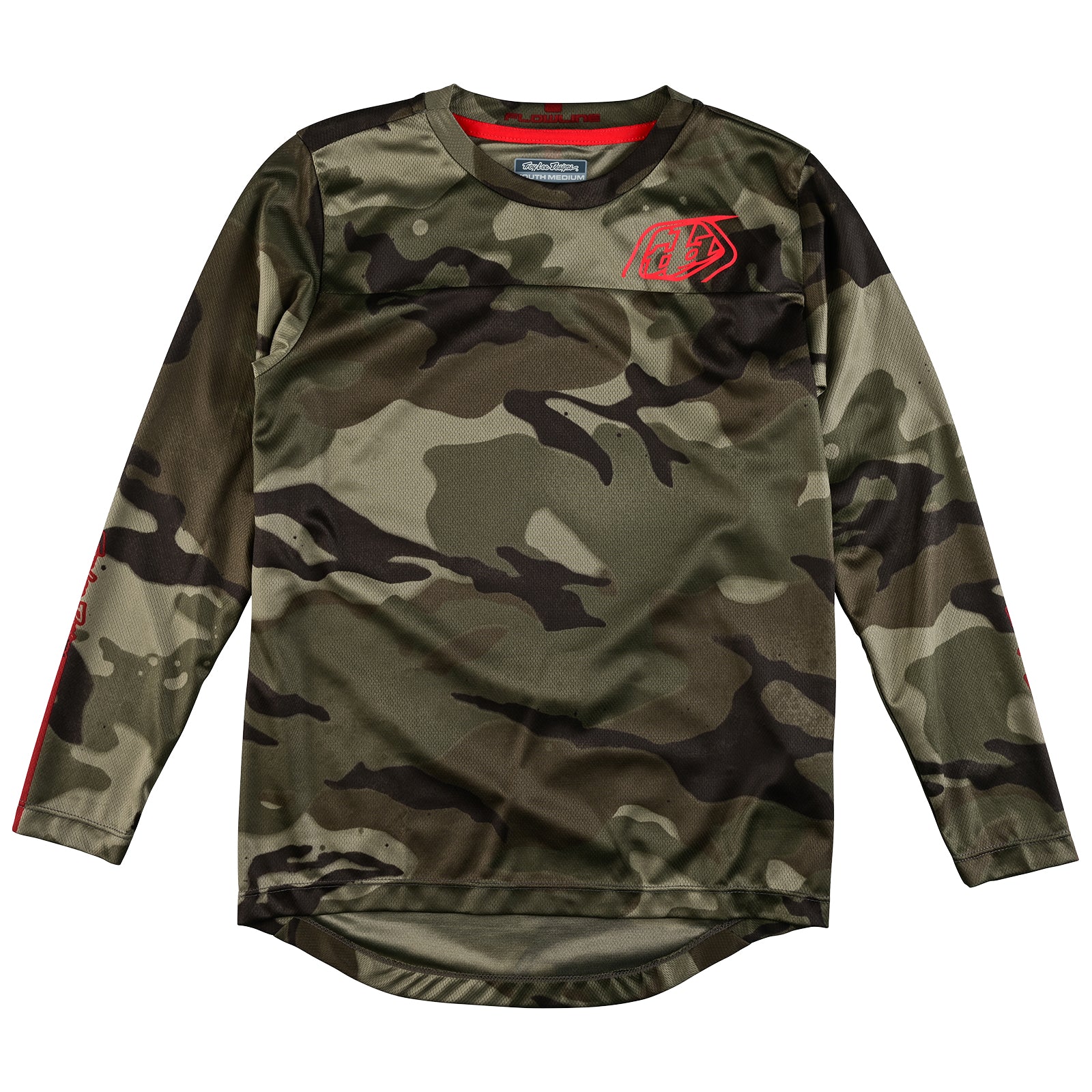 Youth Flowline Long Sleeve Jersey Spray Camo Army Green - Perfect for Outdoor Sports, Hiking, and Casual Wear