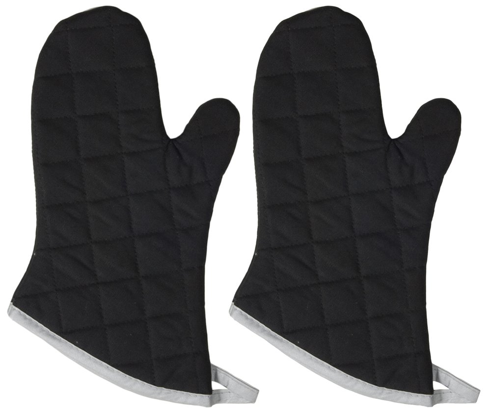 Now Designs 13-Inch Flameguard Oven Mitts - Heat Resistant Kitchen Gloves, Black (Set of 2) - Perfect for Baking, Grilling & Cooking Protection