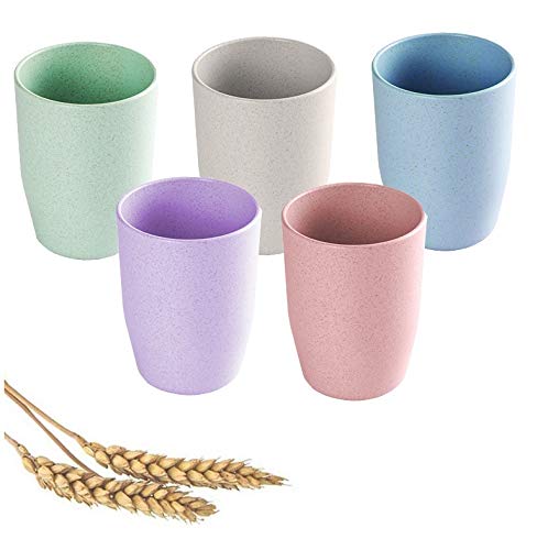 Lightweight & Unbreakable 12oz Reusable Wheat Straw Cups - Microwave & Dishwasher Safe, BPA-Free, Non-Toxic Eco-Friendly Drinking Cups for Adults & Kids - Perfect for Home, Office, Travel & Outdoor Activities