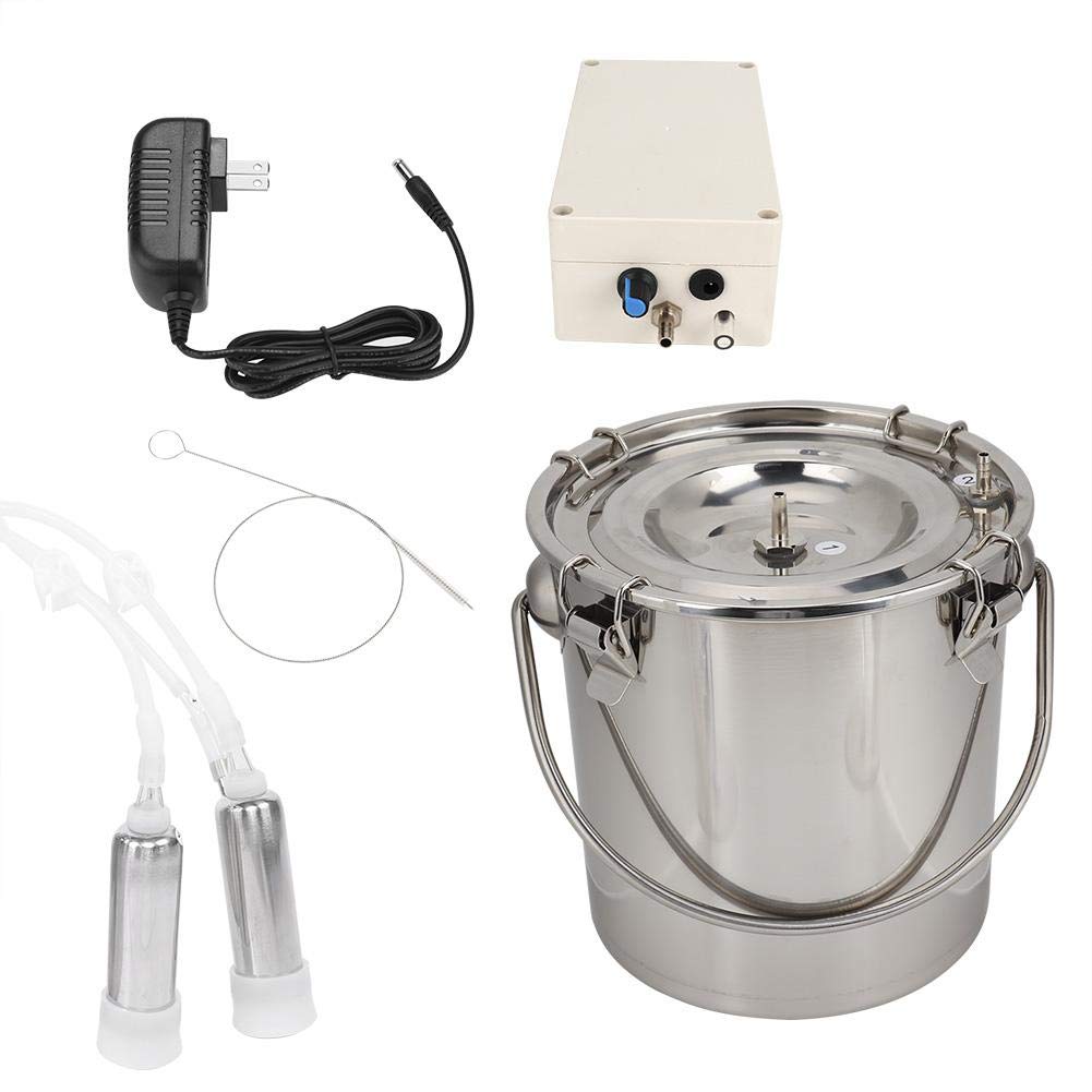 Electric Milking Machine for Cows, Goats & Sheep - Adjustable Speed 5L Stainless Steel Milk Suction Tank with US Plug - Perfect for Small Farms, Homesteads & Dairy Production