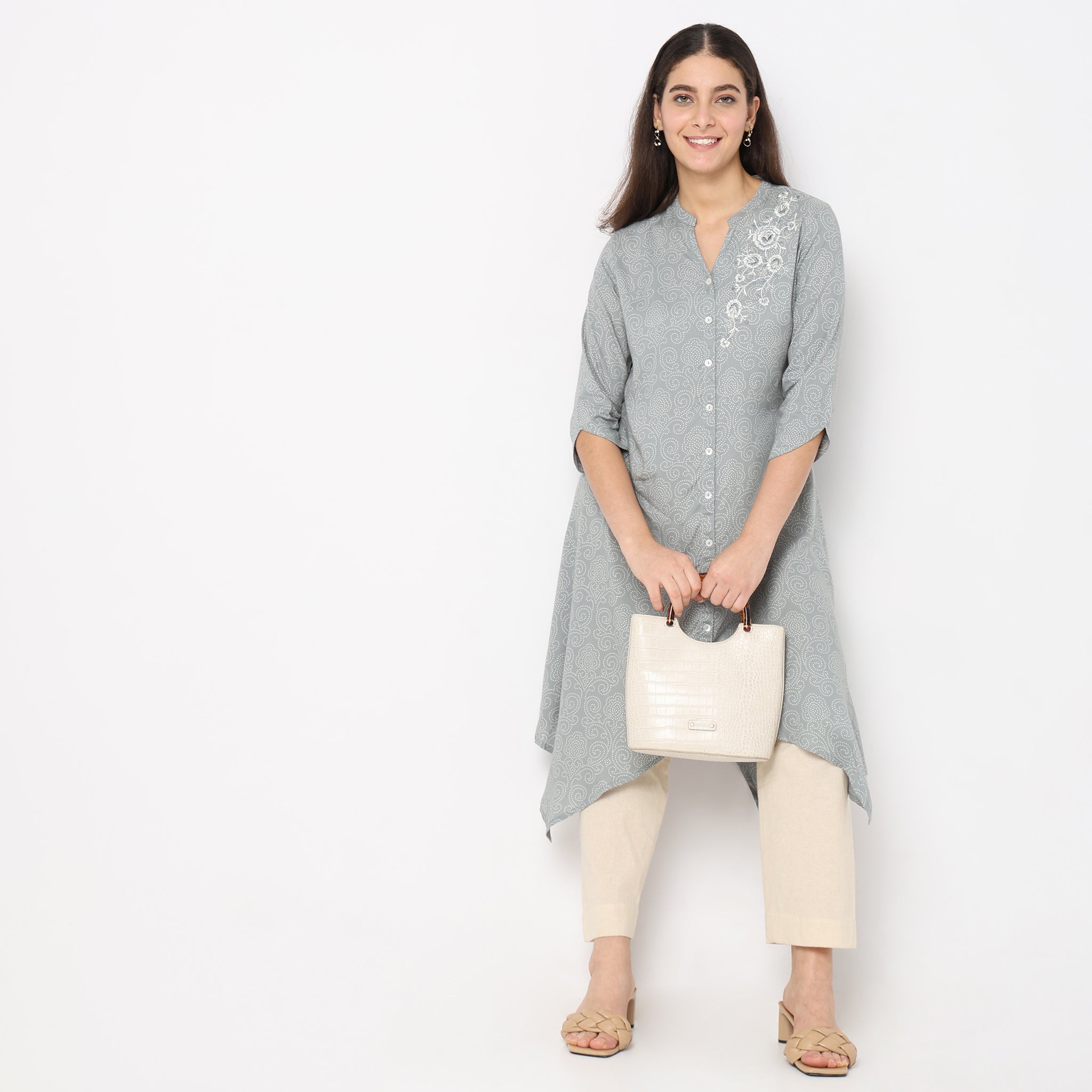 Flare Fit Embroidered Kurta for Women | Stylish Indian Ethnic Tunic Top | Perfect for Festivals, Weddings & Casual Wear