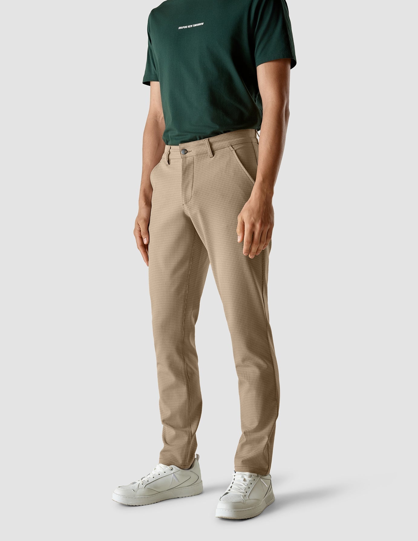 Essential Regular Fit Plaid Khaki Pants for Men - Comfortable Casual & Office Wear