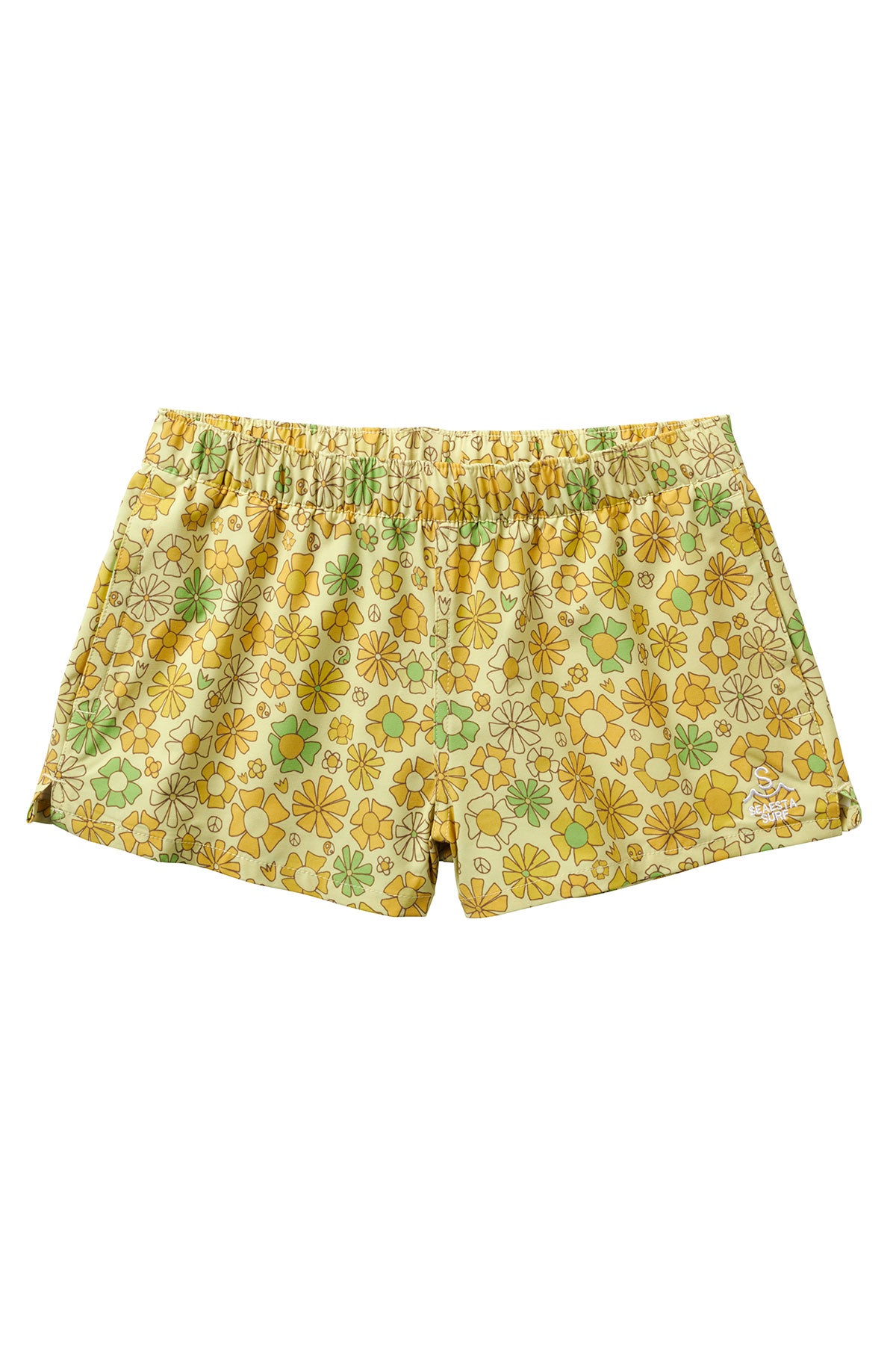 Women's Retro Floral Boardshorts - Surfy Birdy Print - High Waisted Swim Shorts for Surfing, Beach & Summer Vacations