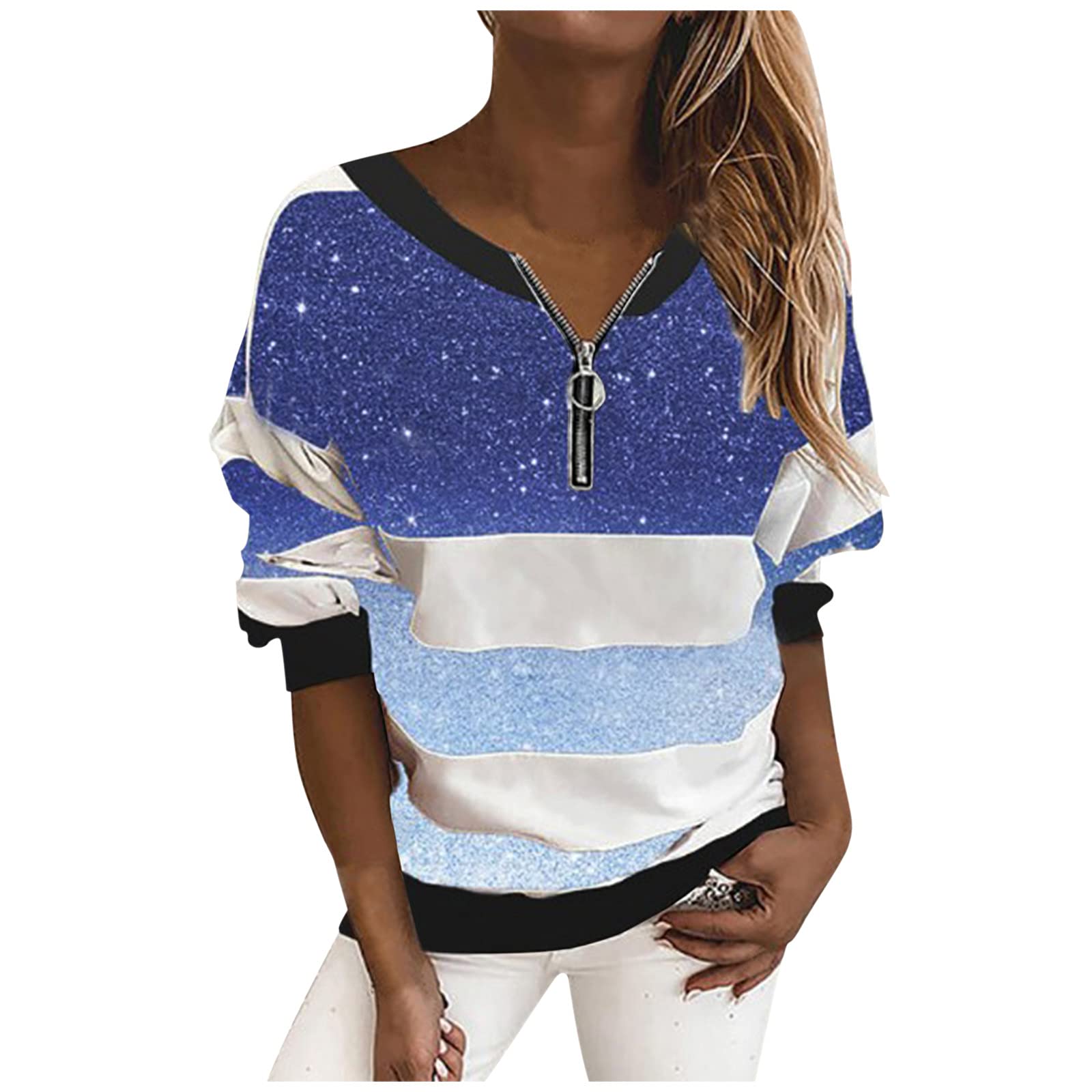 Women's Long Sleeve Striped Leopard Print Pullover Shirts - Casual Clubwear Blouse for Ladies | Perfect for Office, Date Night & Weekend Outings