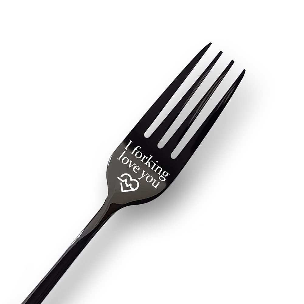 Funny Engraved Stainless Steel Forks - 'I Forking Love You' Dinner Forks Set | Valentine's Day Gifts for Him & Her, Anniversary & Birthday Present | Perfect for Romantic Dinners, Couples Gifts & Special Occasions