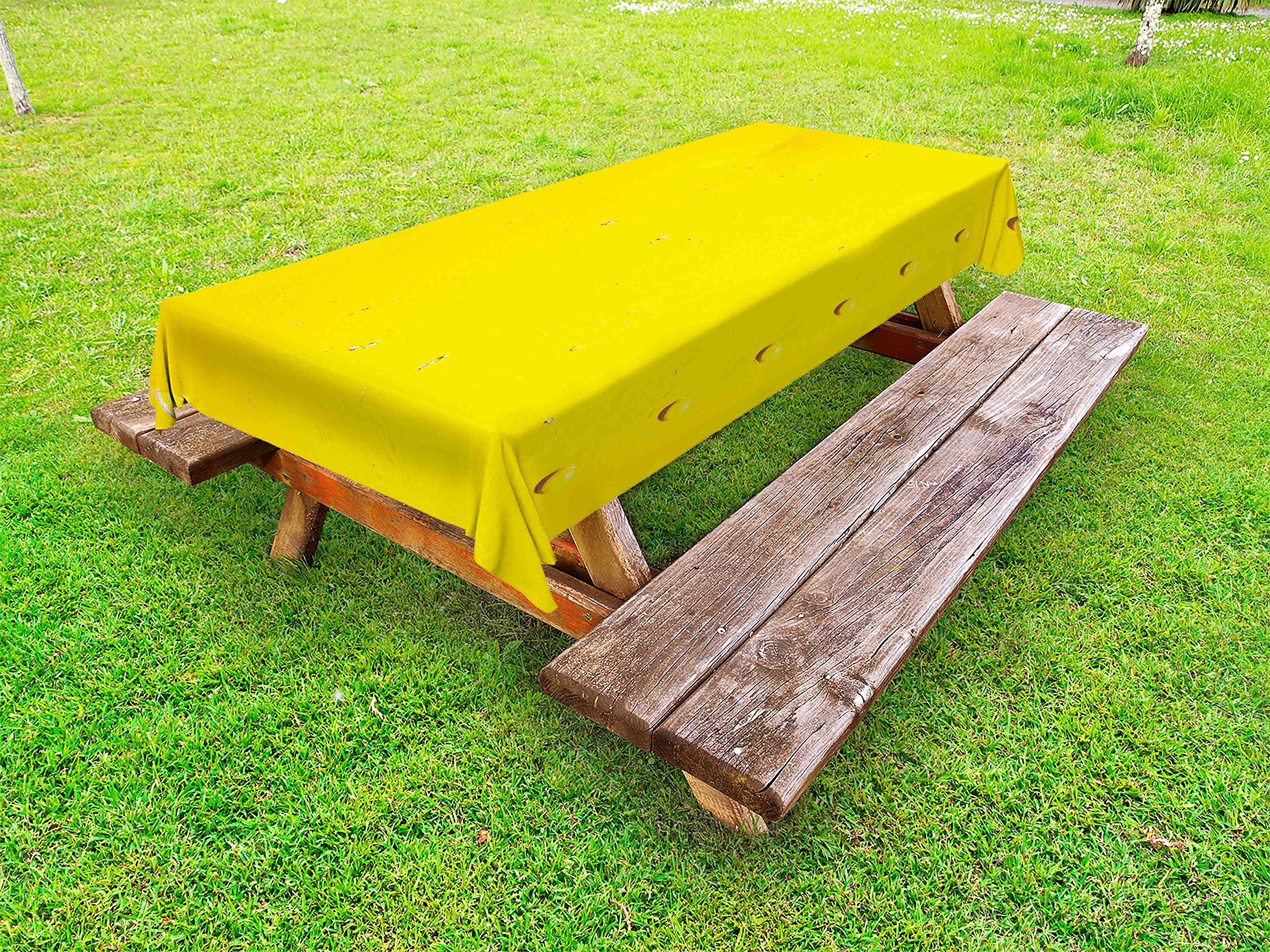 Ambesonne Vintage Industrial Yellow Washable Outdoor Tablecloth - 58x84 Inch Picnic Table Cover with Productivity Theme, Perfect for Backyard BBQs, Camping & Patio Dining
