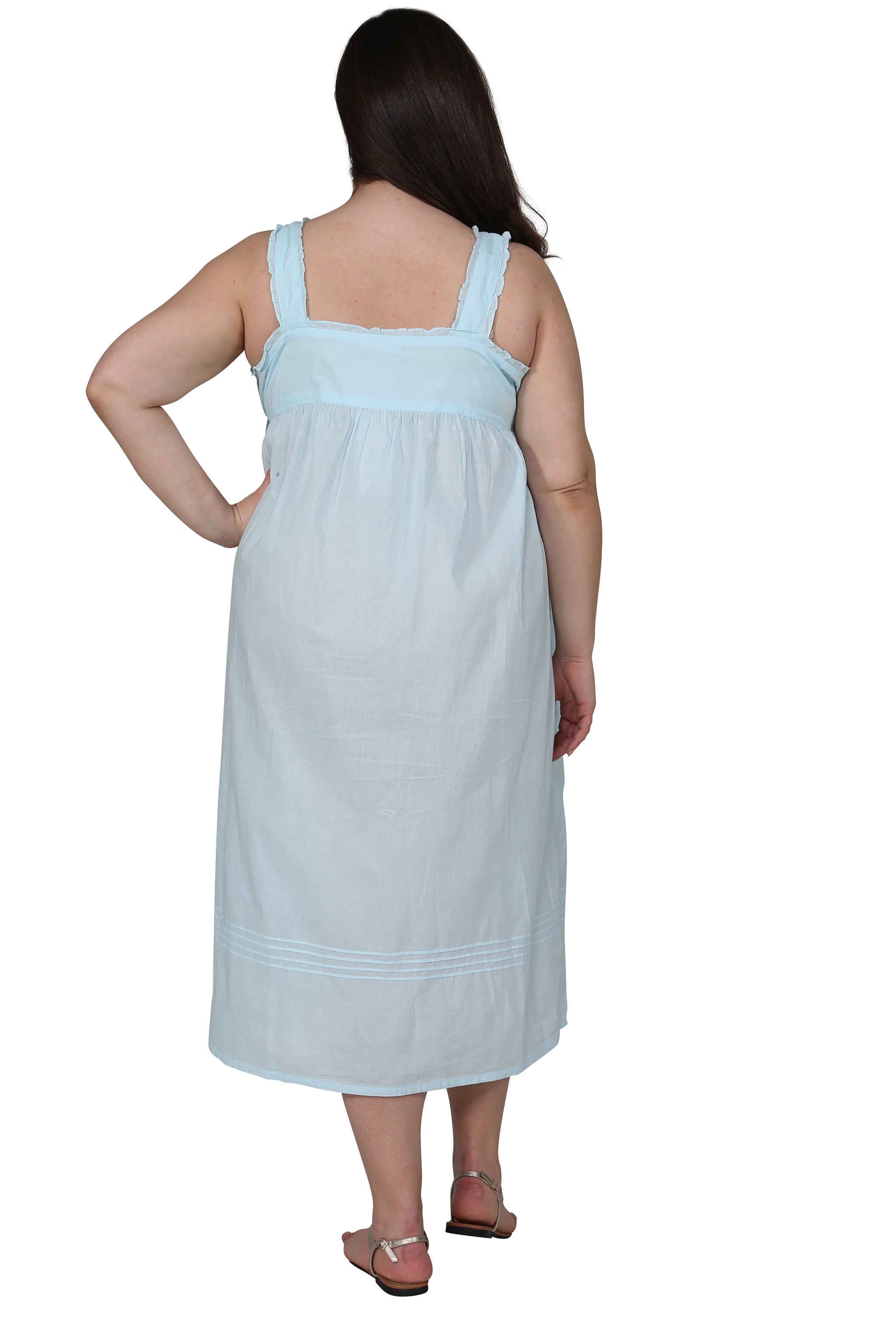 La Cera Plus Size Embroidered Sleeveless Pinafore Gown for Women - Floral Summer Dress for Casual Wear, Church, Wedding Guest & Special Occasions