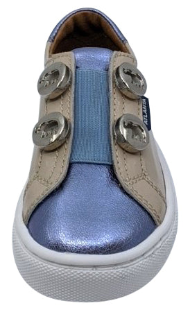 **Girl's Atlanta Moccasin Patent Leather Stud Sneakers – Violet, Beige & Blue – Stylish & Comfortable for School, Play & Everyday Wear**
