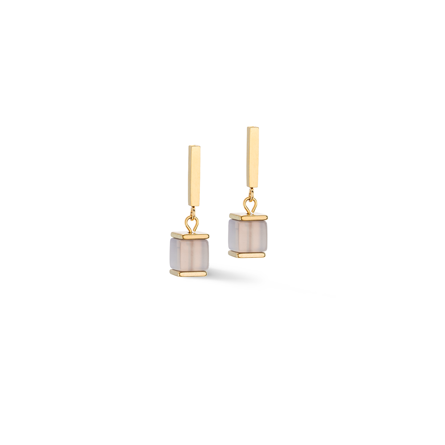 Elegant Grey Peach Statement Cube Earrings for Women - Perfect for Parties, Weddings & Special Occasions