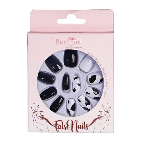 Beromt False Nails Set - 24pcs Full Cover Fake Acrylic Nails with Animal Print Design (BFN1047APN) | Long Lasting Press on Nails for Women | Perfect for Parties, Weddings & Special Occasions