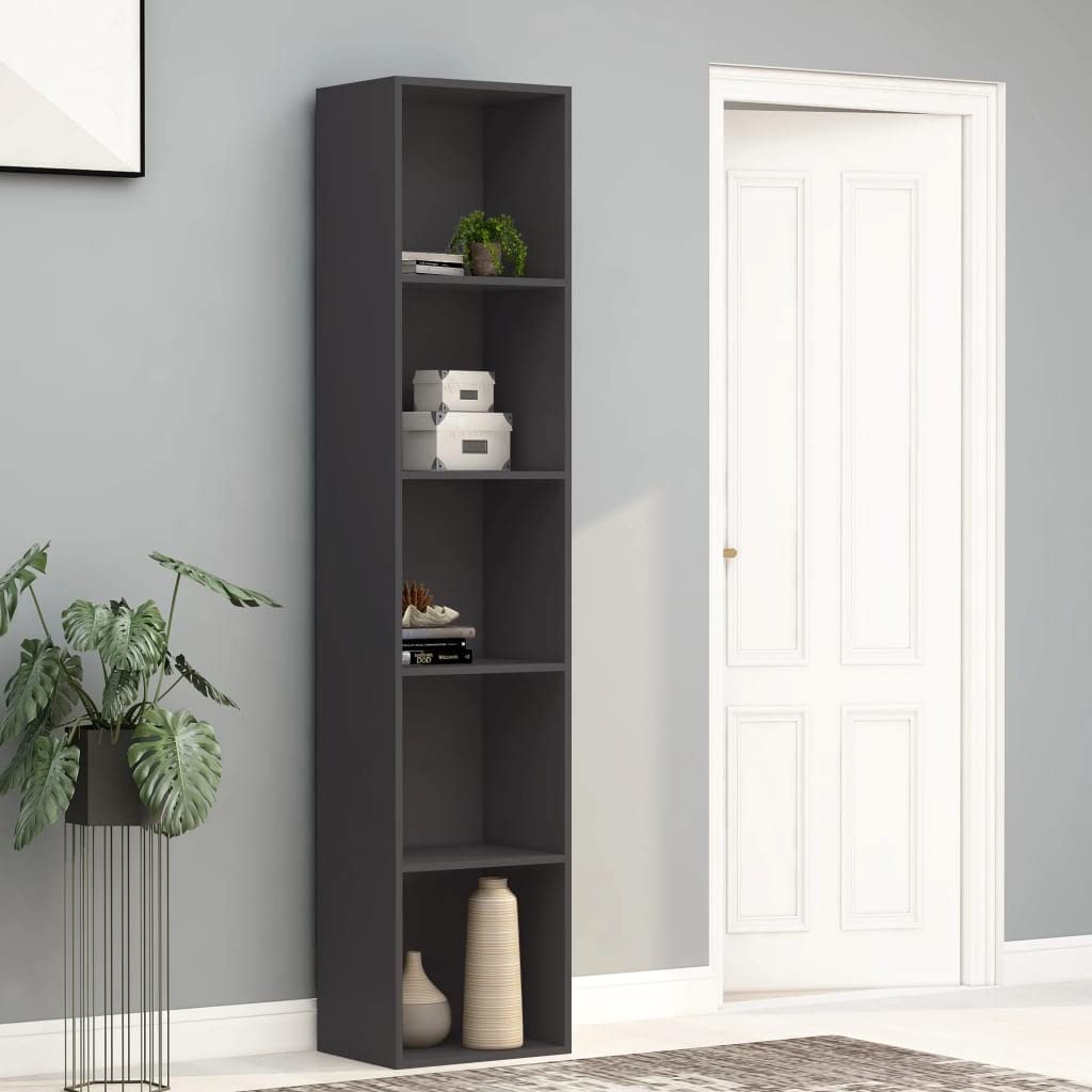 5-Tier Bookcase Shelf Organizer - Freestanding Storage Tower for Books, Toys & Decor | Perfect for Home, Office, Bedroom & Living Room | Space-Saving Gray Bookshelf Display Rack