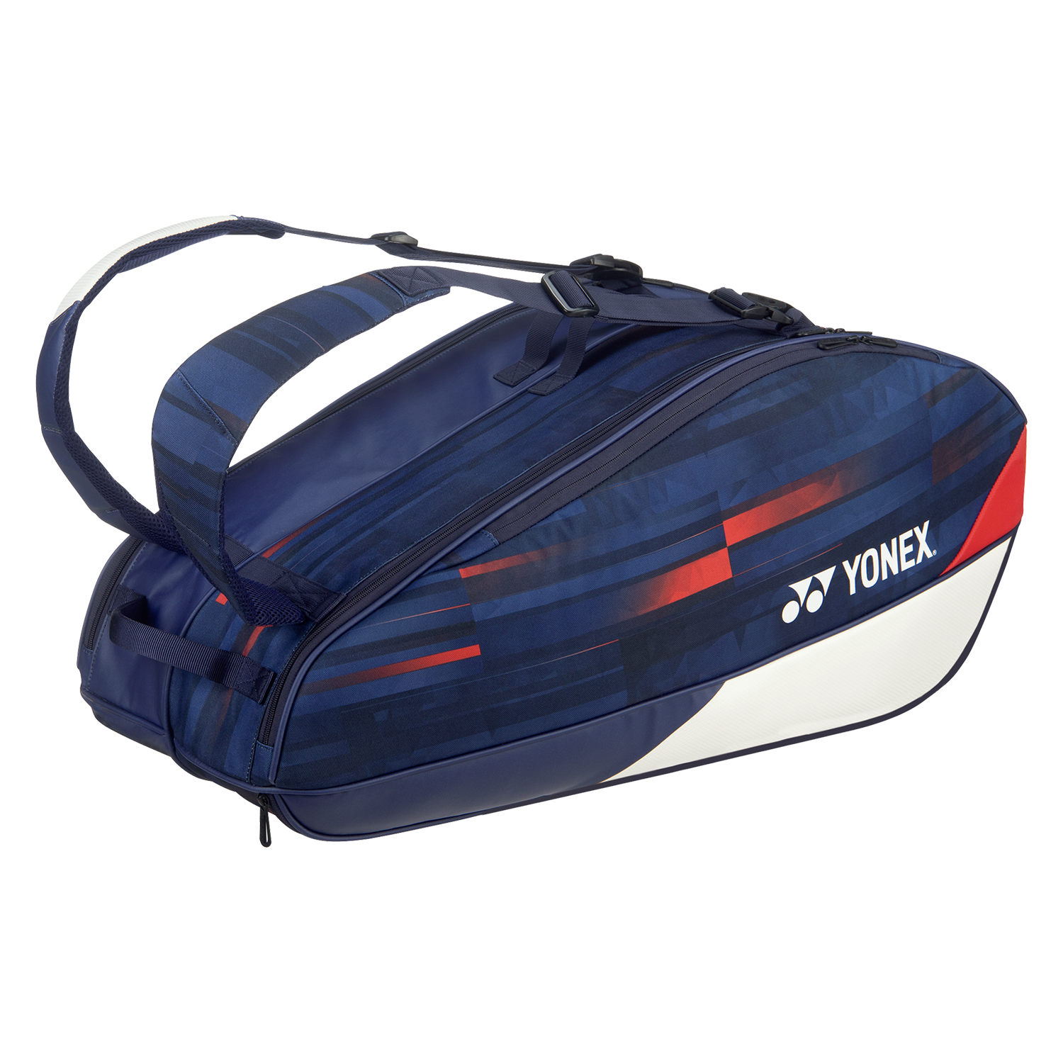 Yonex Pro Series Limited Edition Tennis Badminton Bag 6-Pack - White/Navy/Red - Perfect for Tennis & Badminton Players, Gym, Sports Training & Travel