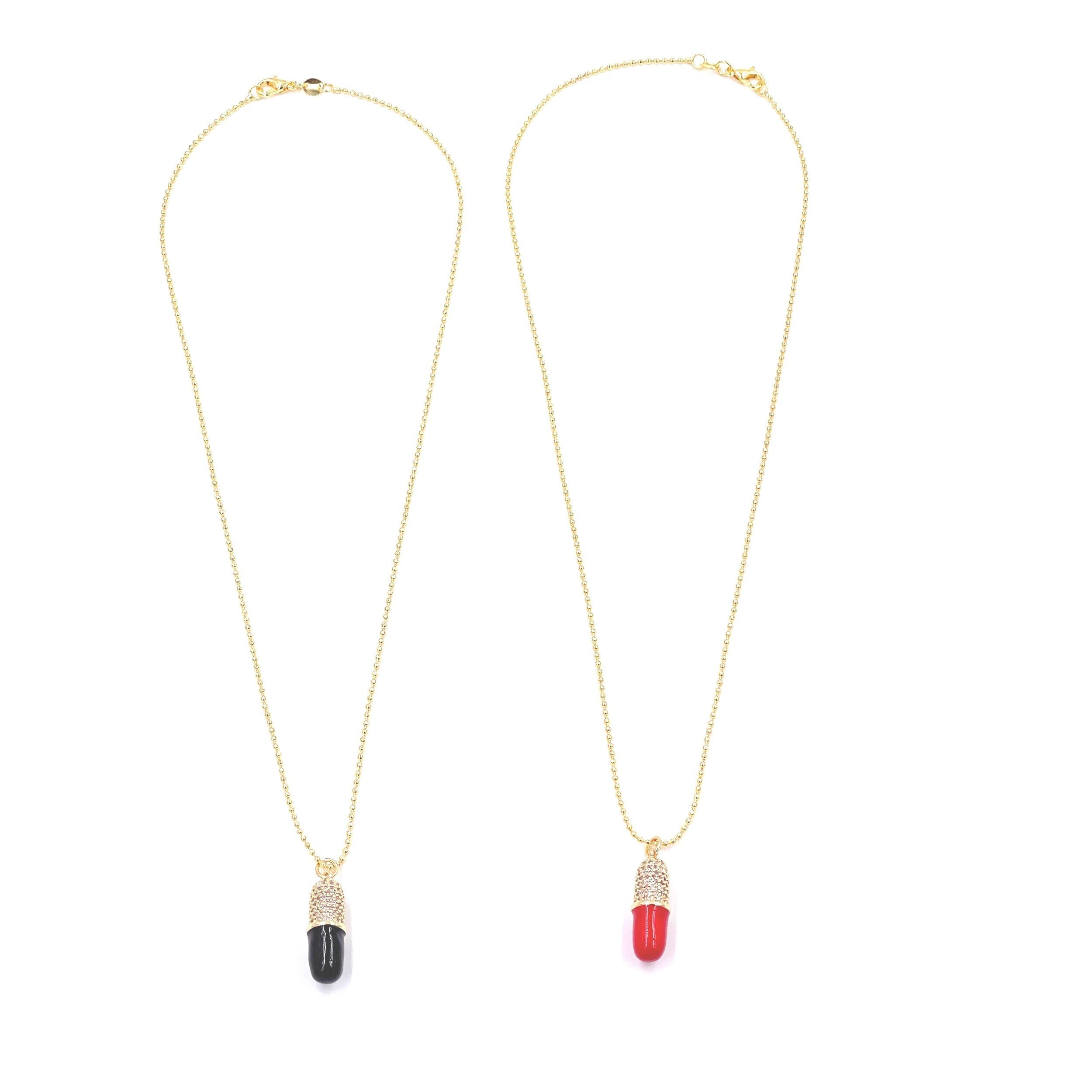 Ashley Gold Stainless Steel Gold Plated CZ Enamel Chill Pill Necklace - Trendy Dainty Pendant for Women - Perfect for Everyday Wear, Gifts & Stress Relief